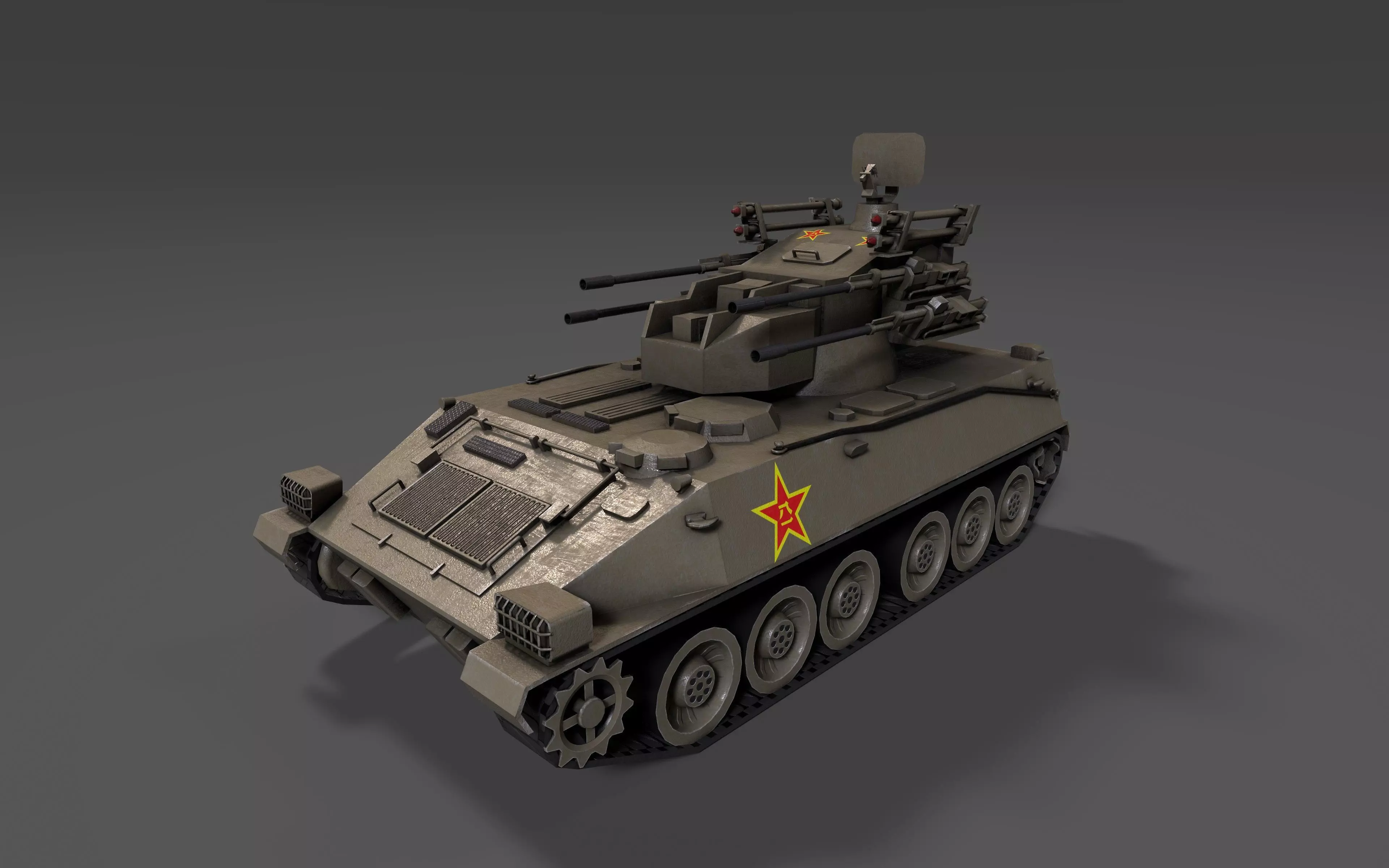 PGZ95 Self-Propelled Anti-Aircraft System - Game Ready low poly Low-poly 3D model_16