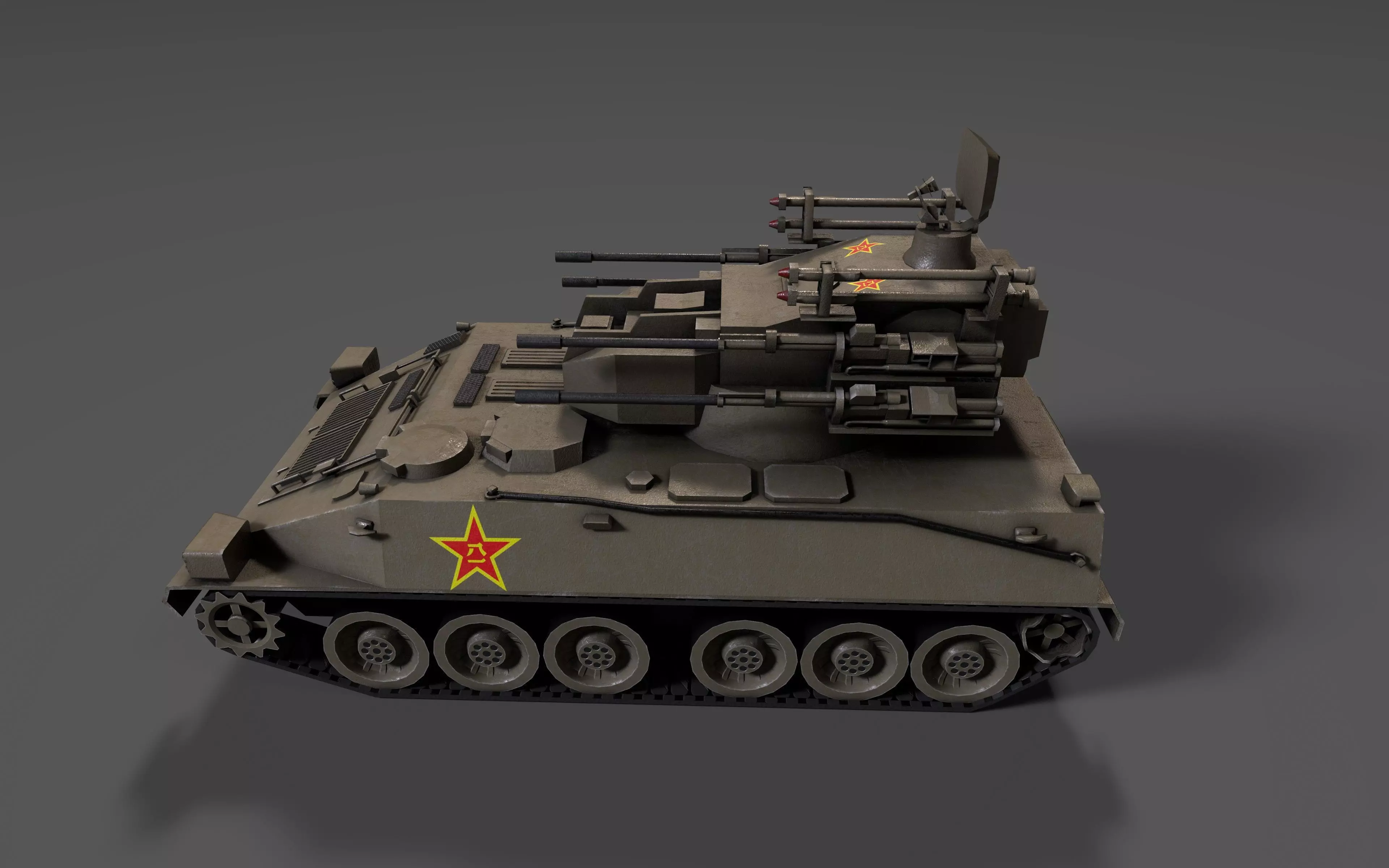 PGZ95 Self-Propelled Anti-Aircraft System - Game Ready low poly Low-poly 3D model_14