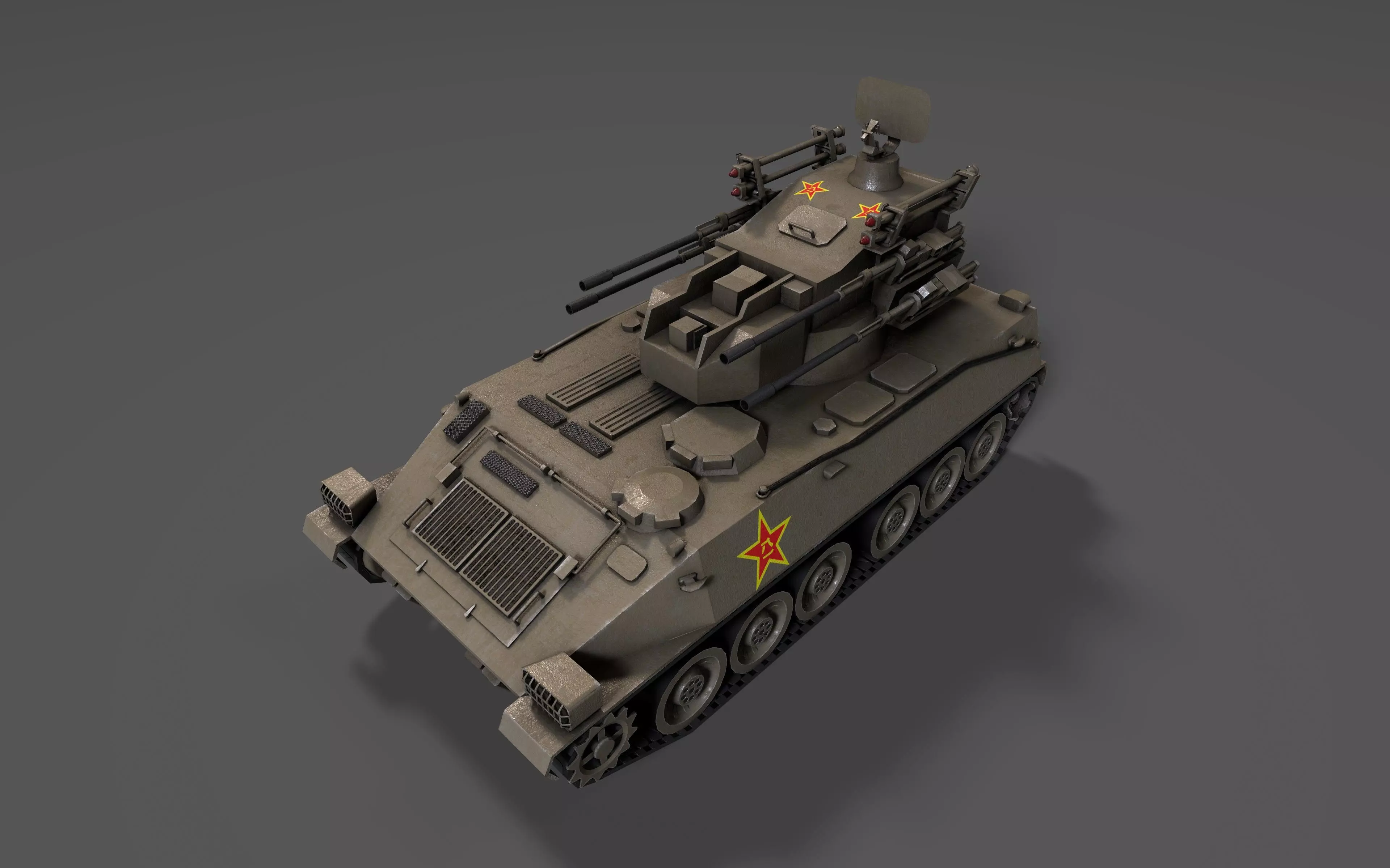 PGZ95 Self-Propelled Anti-Aircraft System - Game Ready low poly Low-poly 3D model_1