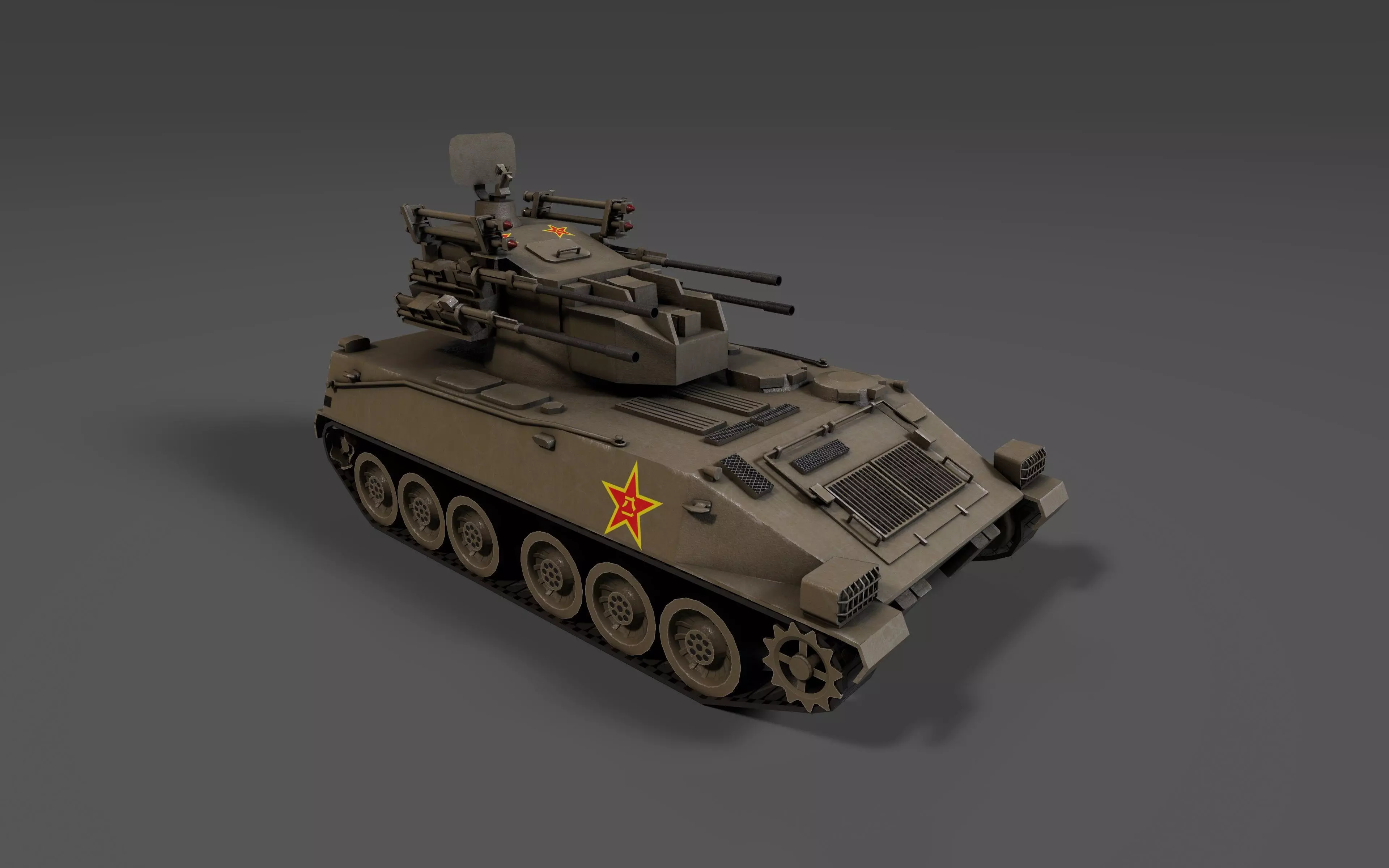 PGZ95 Self-Propelled Anti-Aircraft System - Game Ready low poly Low-poly 3D model_5