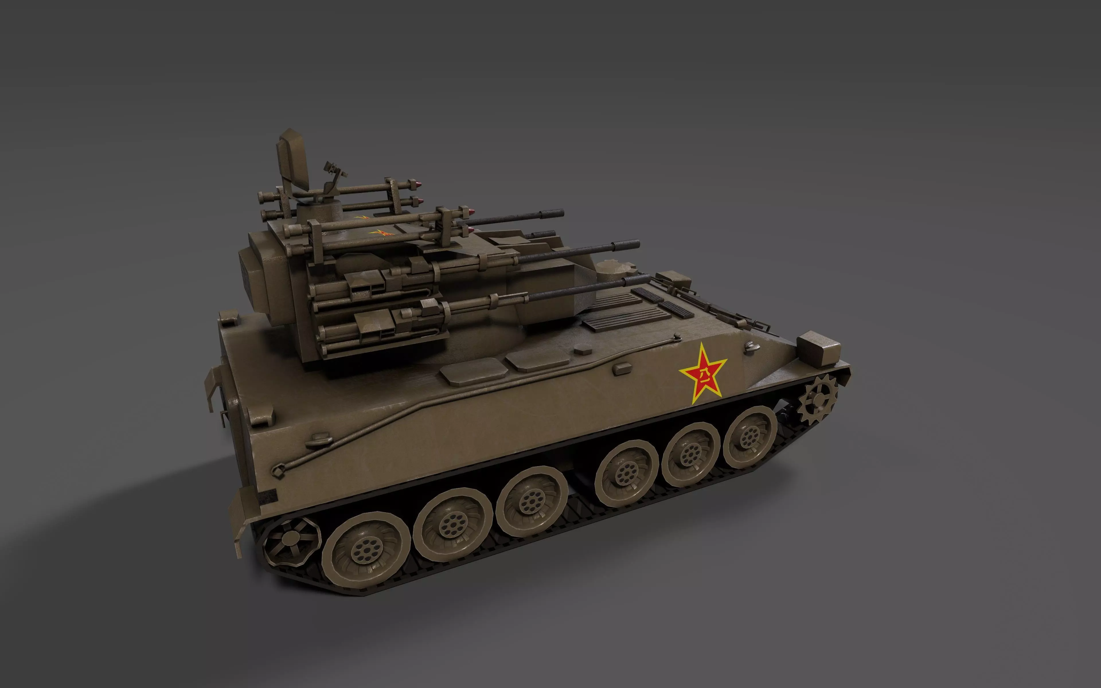 PGZ95 Self-Propelled Anti-Aircraft System - Game Ready low poly Low-poly 3D model_8