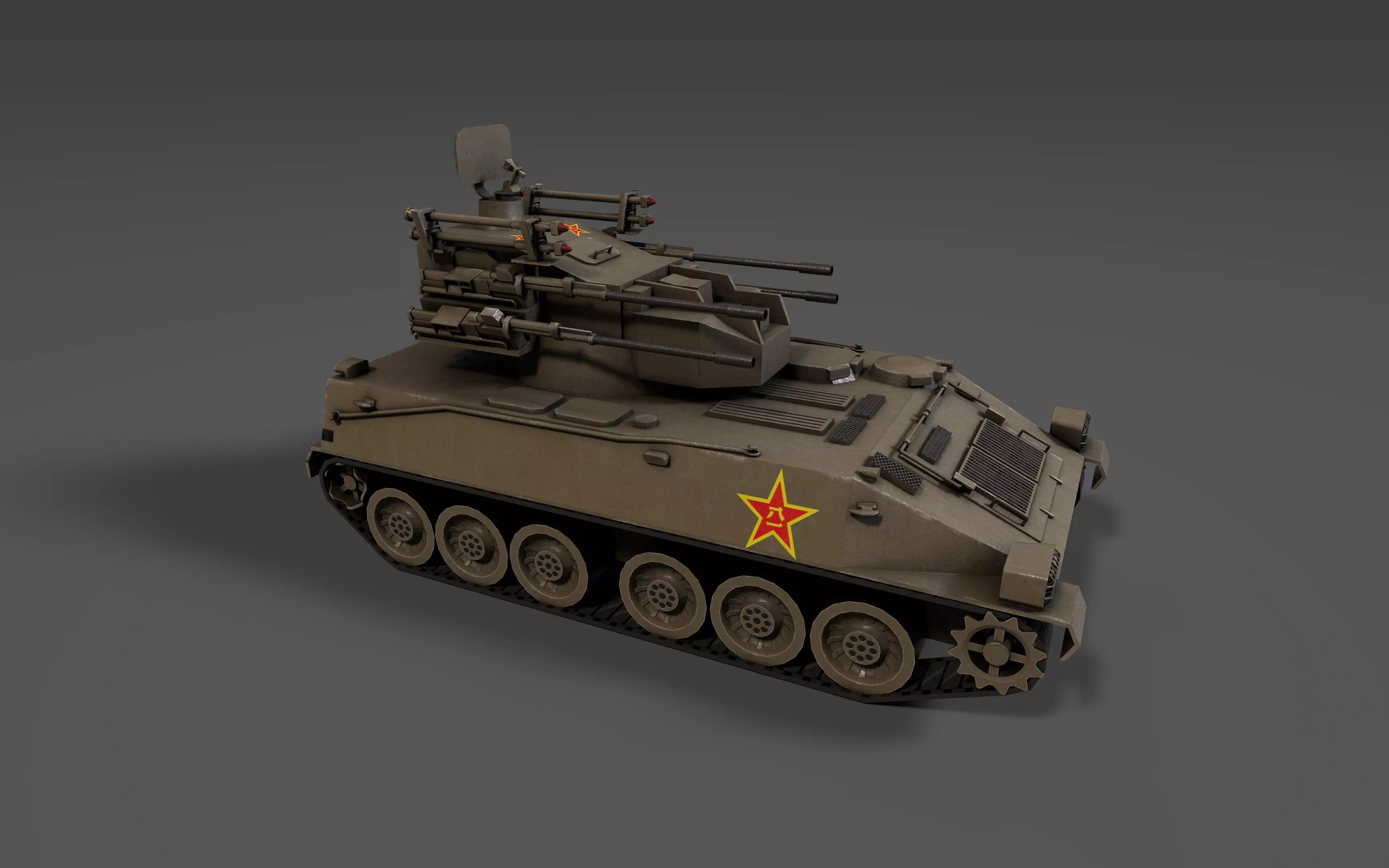 PGZ95 Self-Propelled Anti-Aircraft System - Game Ready low poly Low-poly 3D model_6