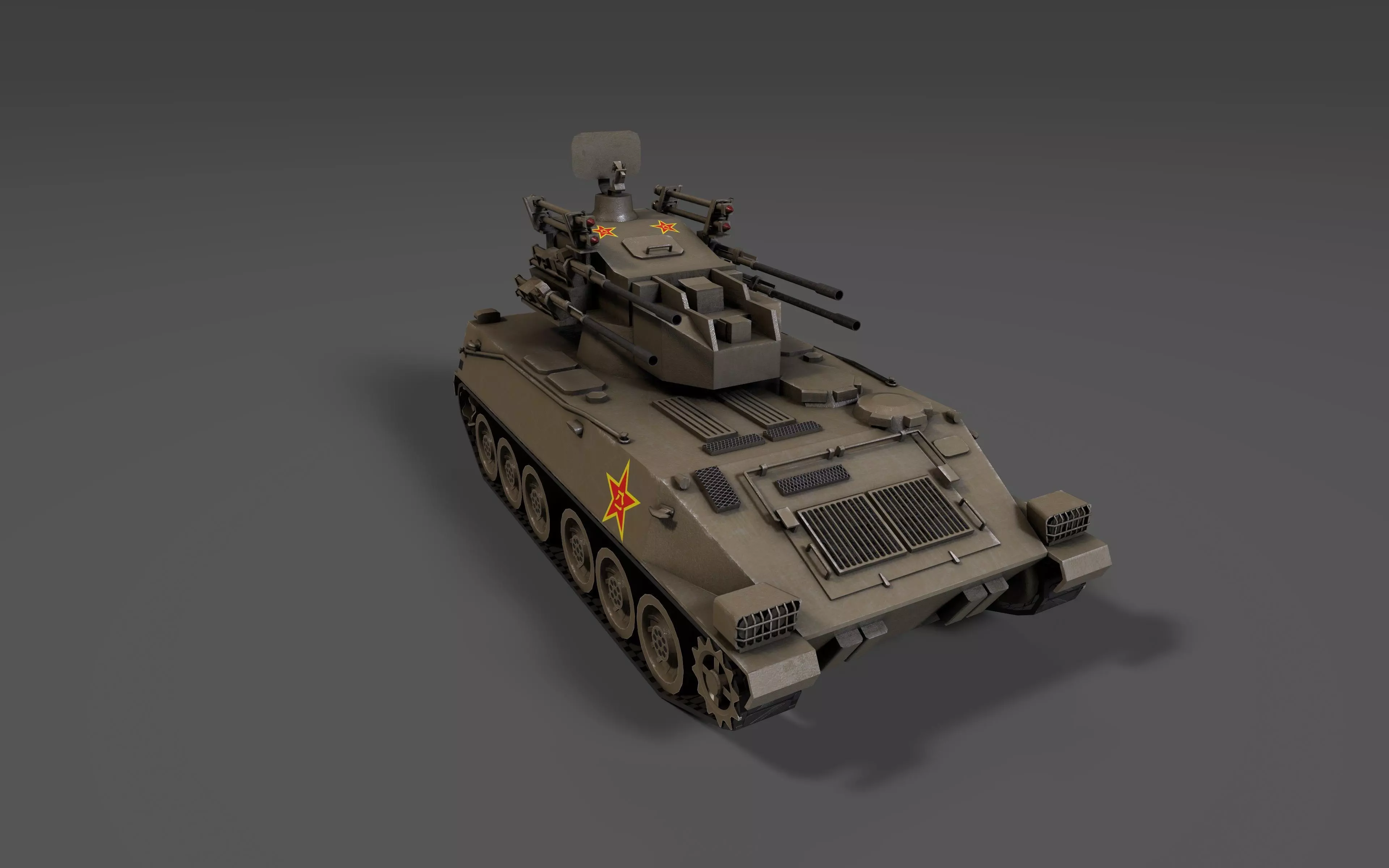 PGZ95 Self-Propelled Anti-Aircraft System - Game Ready low poly Low-poly 3D model_4