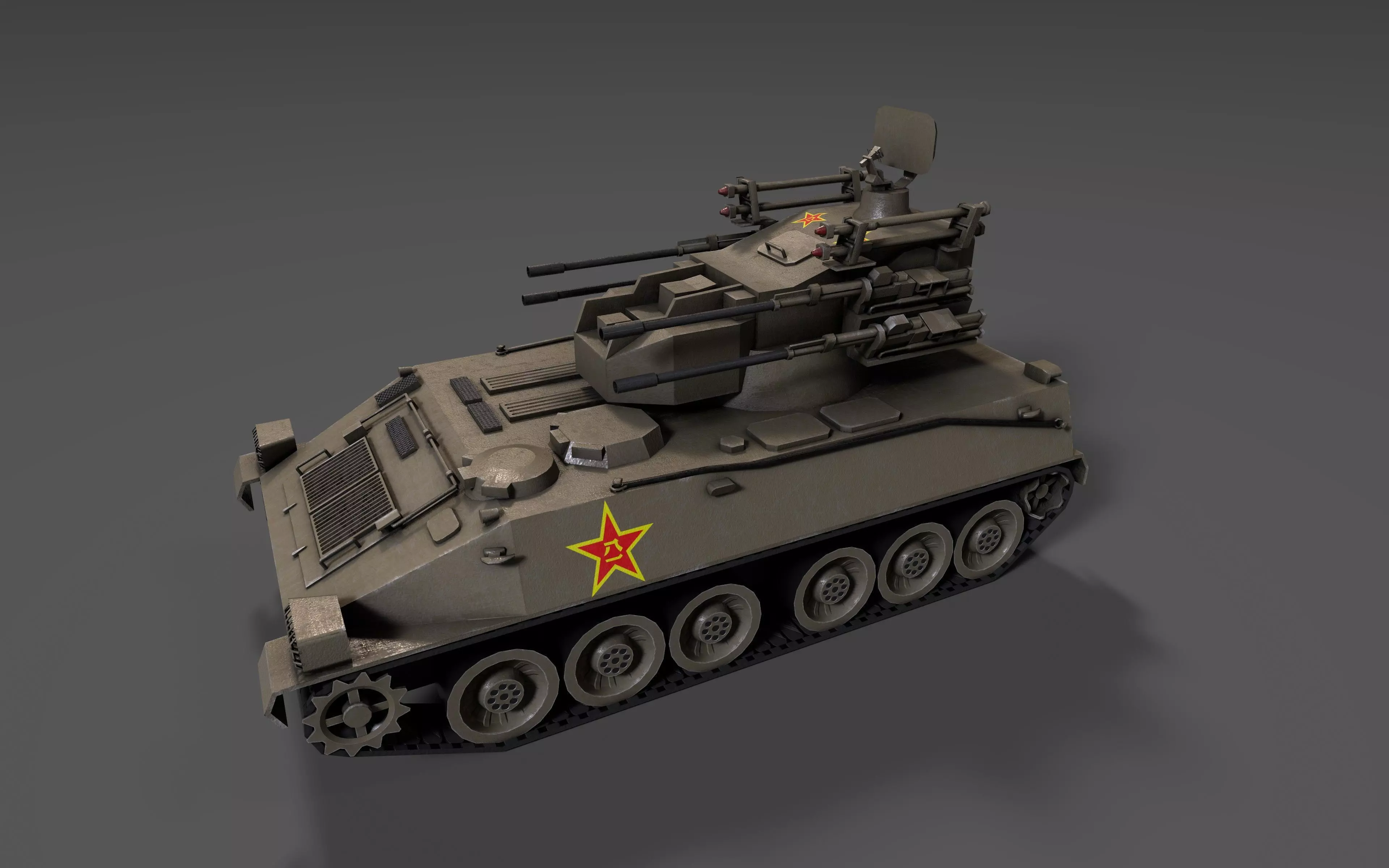 PGZ95 Self-Propelled Anti-Aircraft System - Game Ready low poly Low-poly 3D model_15