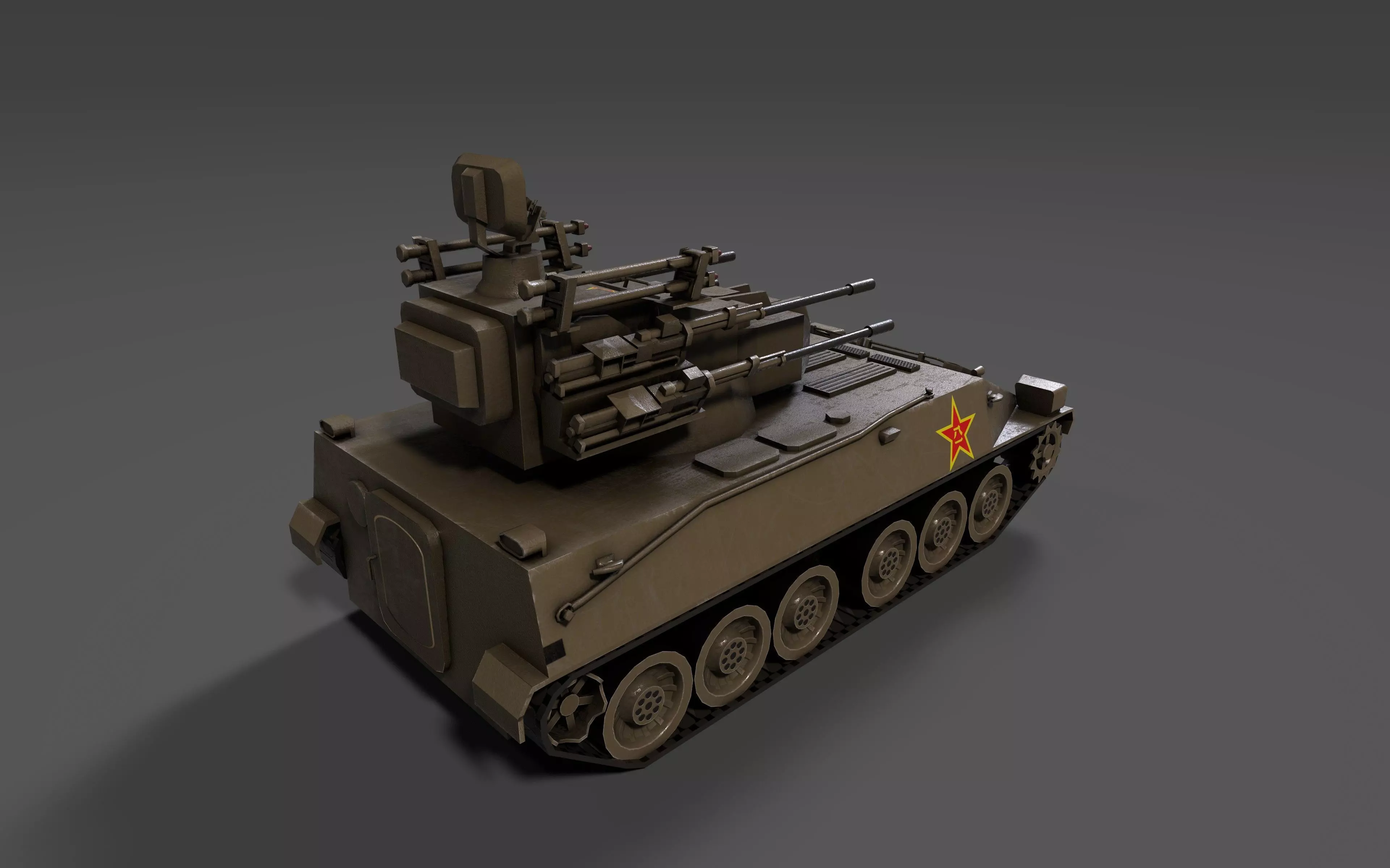 PGZ95 Self-Propelled Anti-Aircraft System - Game Ready low poly Low-poly 3D model_9