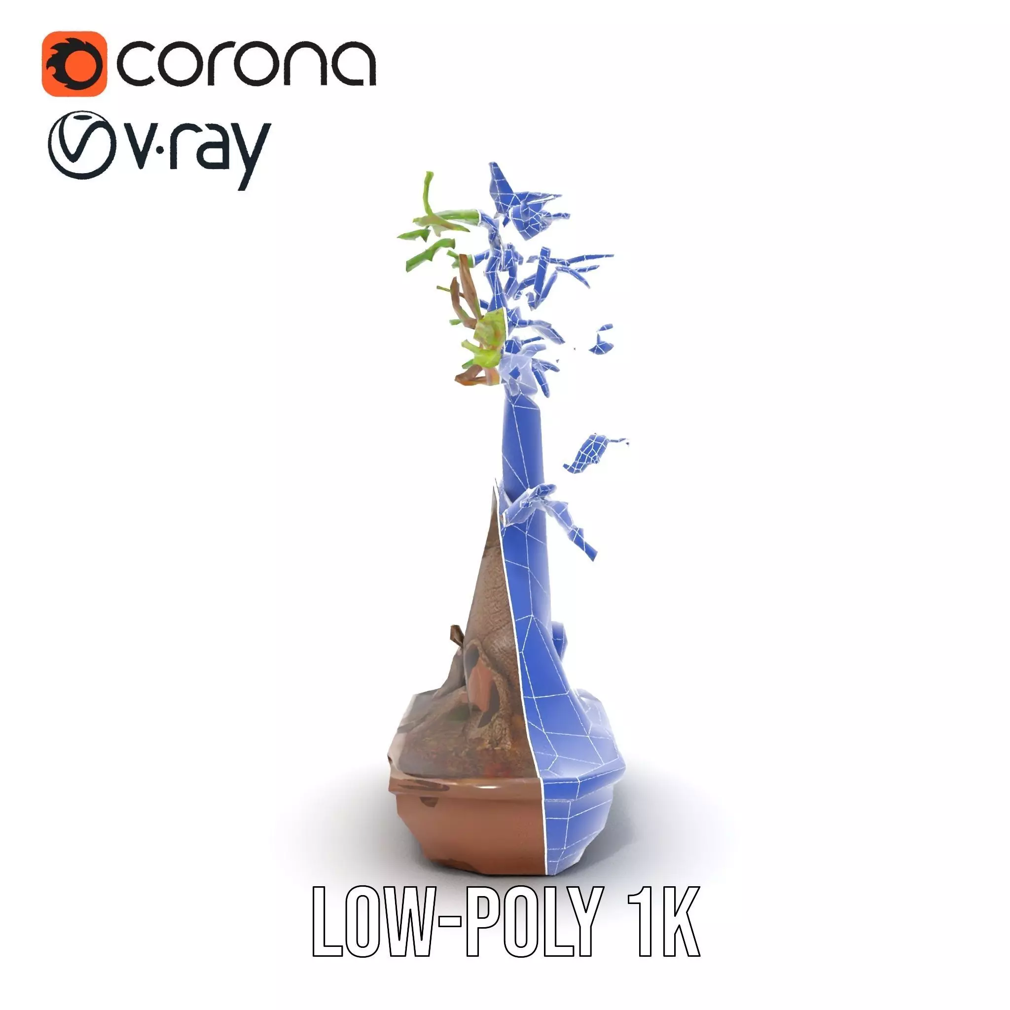 Curved Bonsai Tree model pack Low-poly 3D model_16