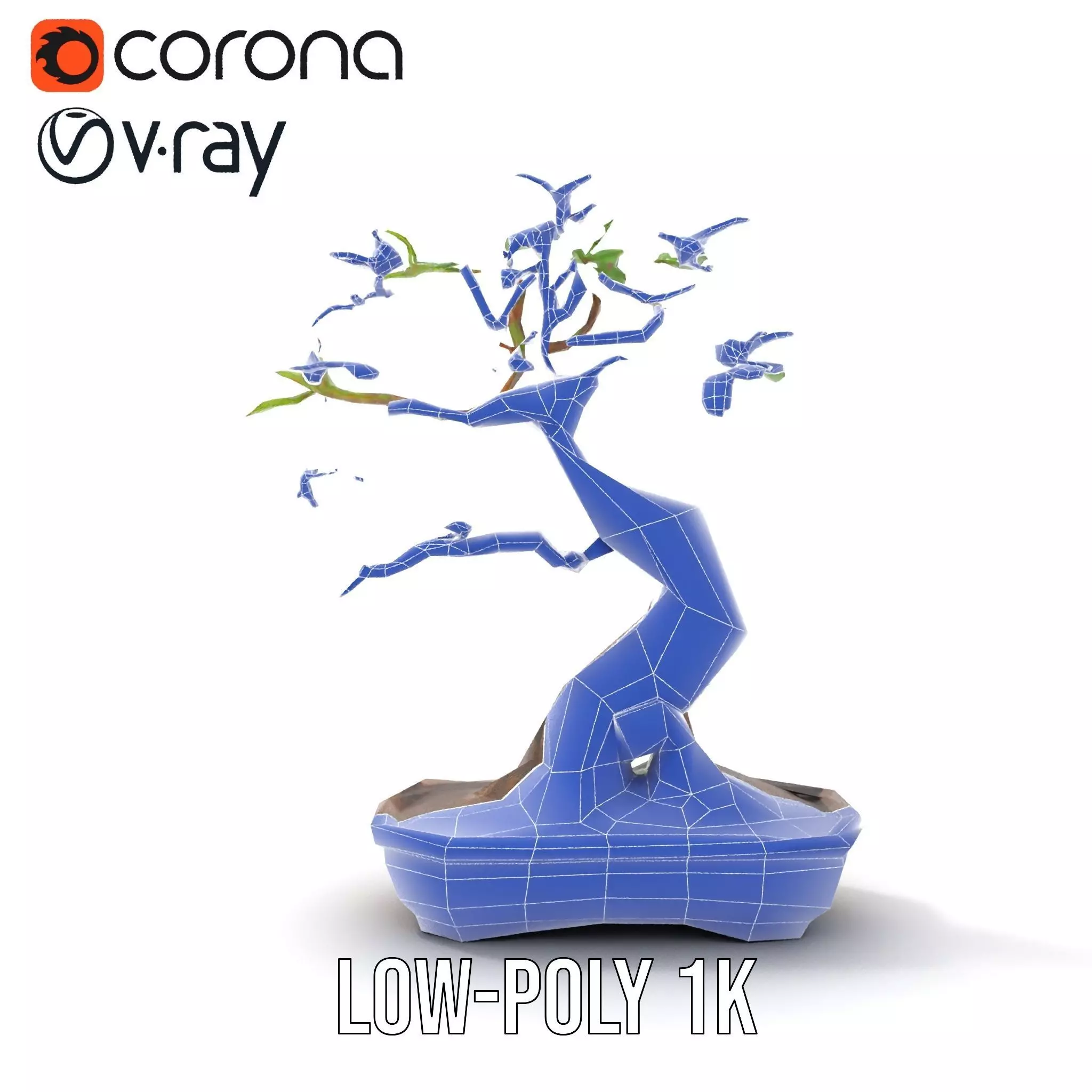 Curved Bonsai Tree model pack Low-poly 3D model_19