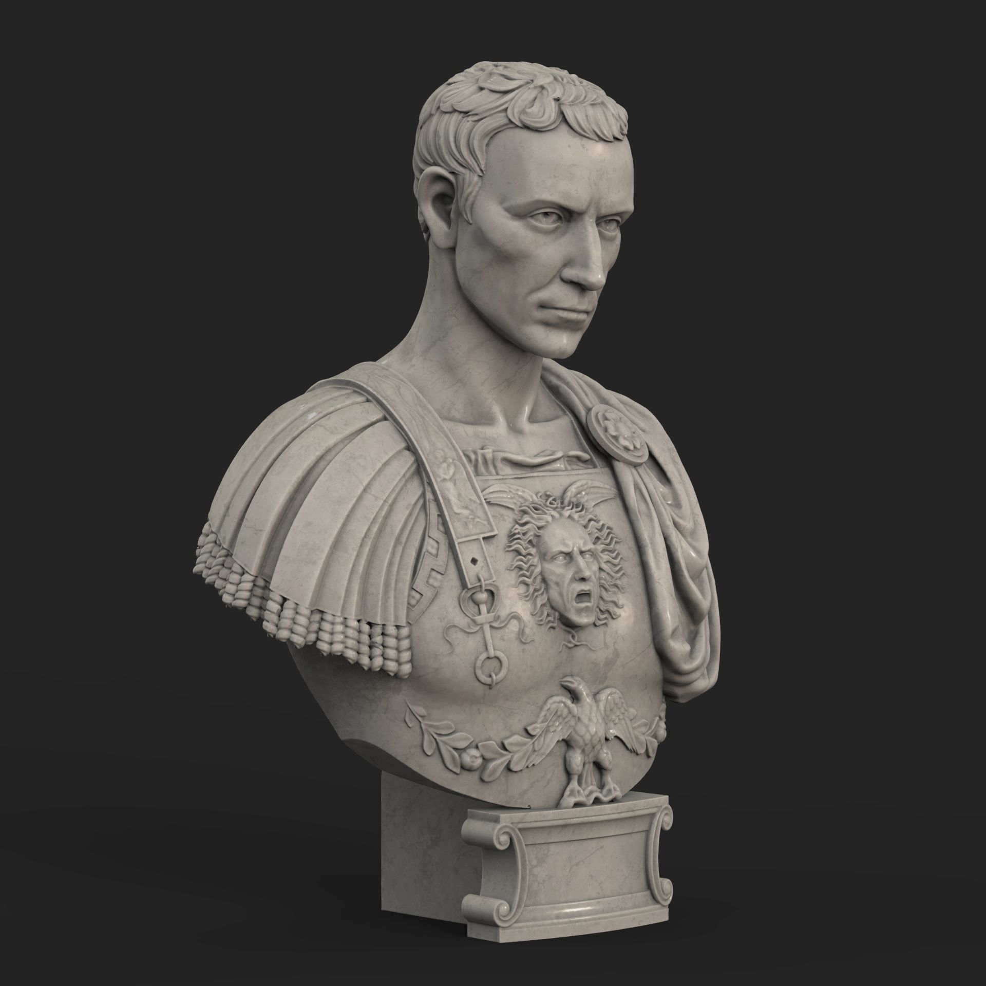Caesar Bust Low-poly 3D model_7