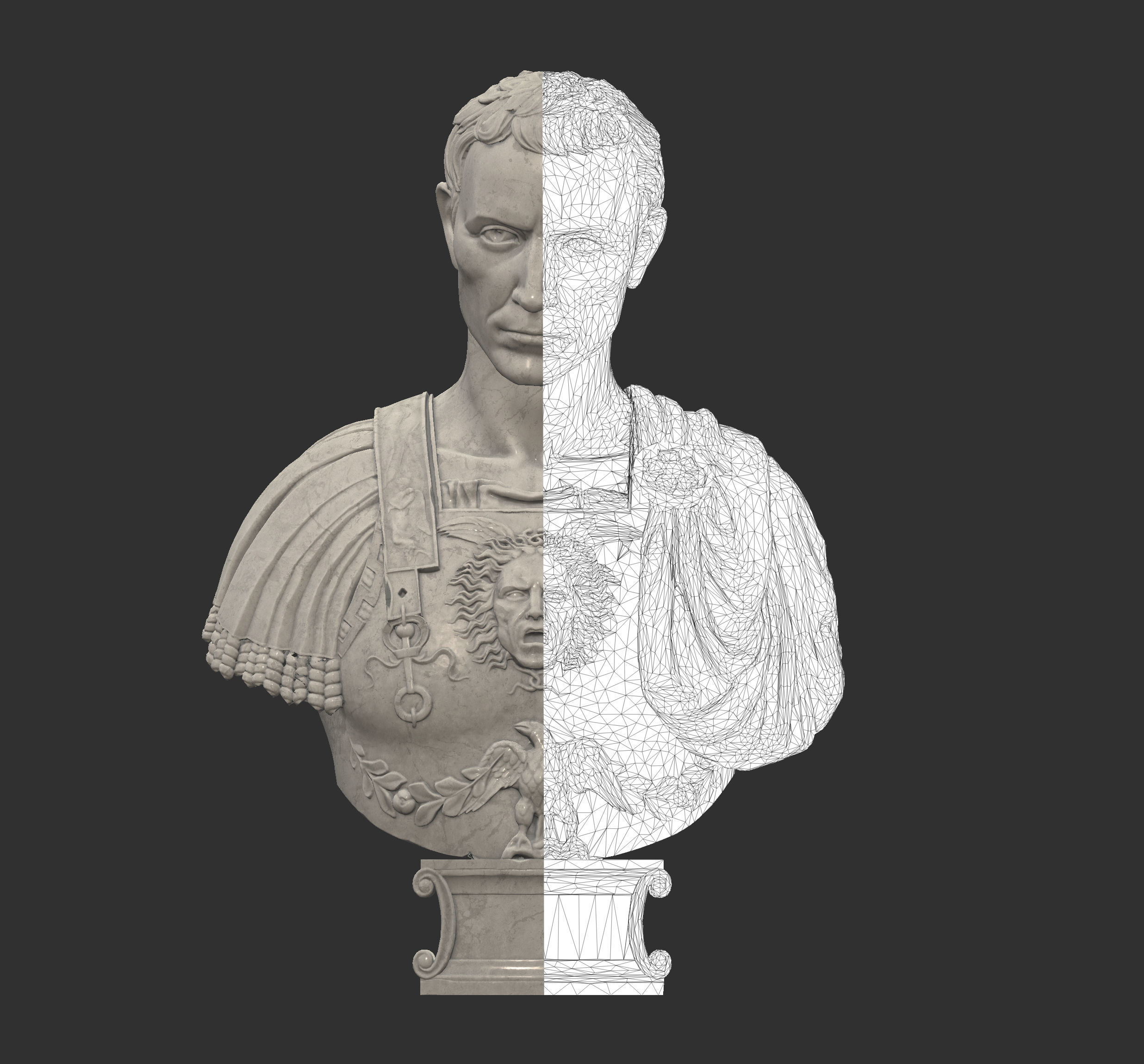 Caesar Bust Low-poly 3D model_23
