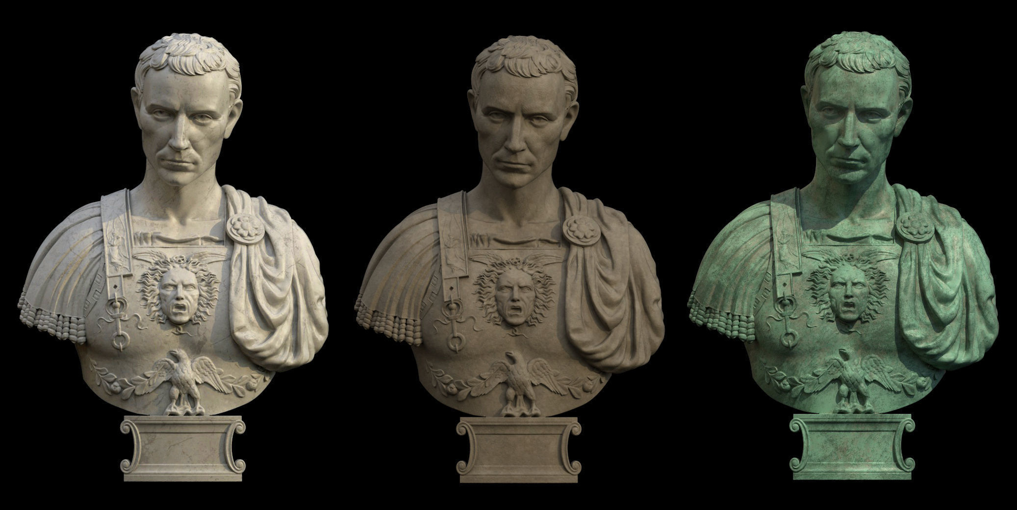Caesar Bust Low-poly 3D model_1