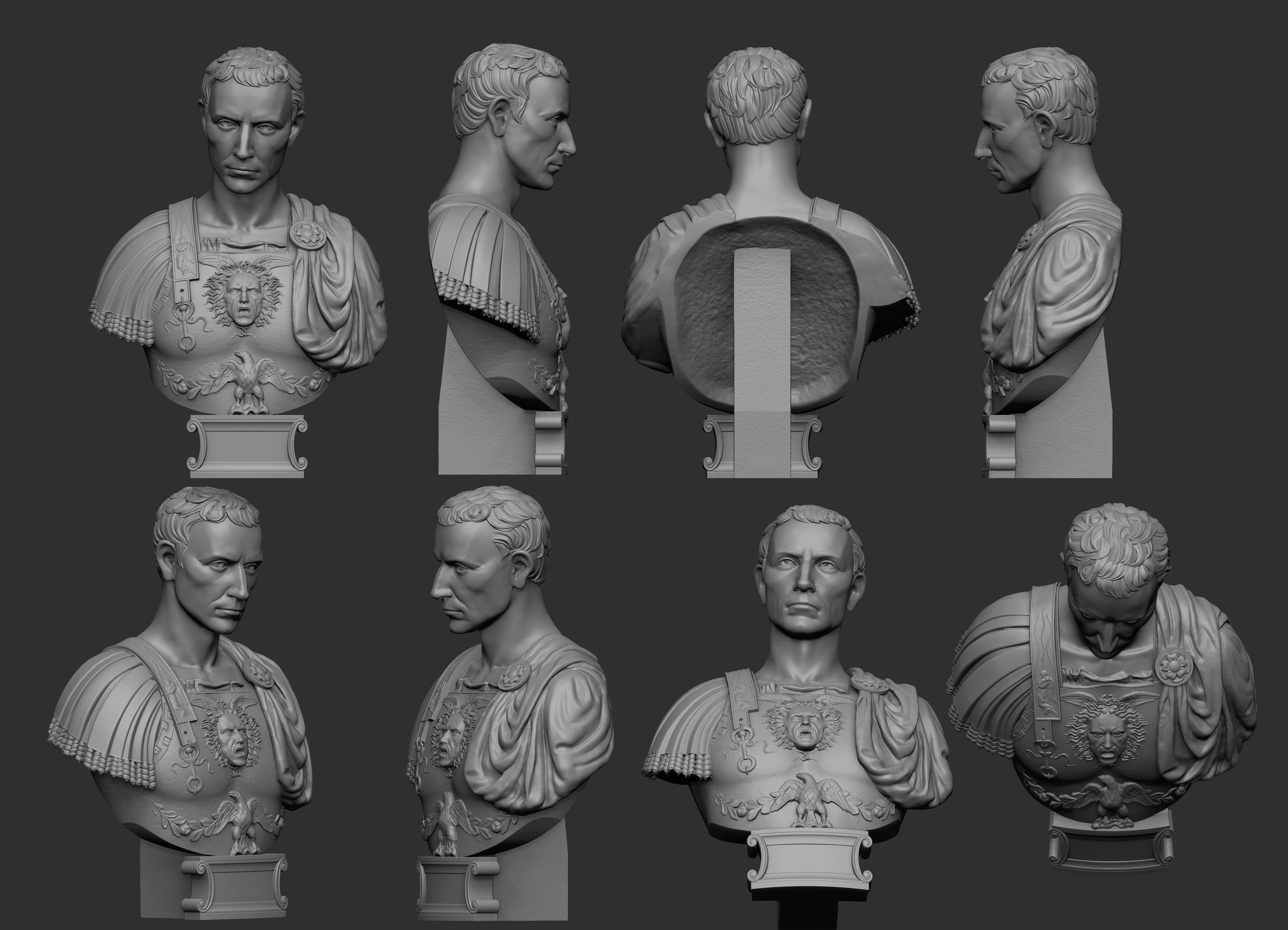 Caesar Bust Low-poly 3D model_26