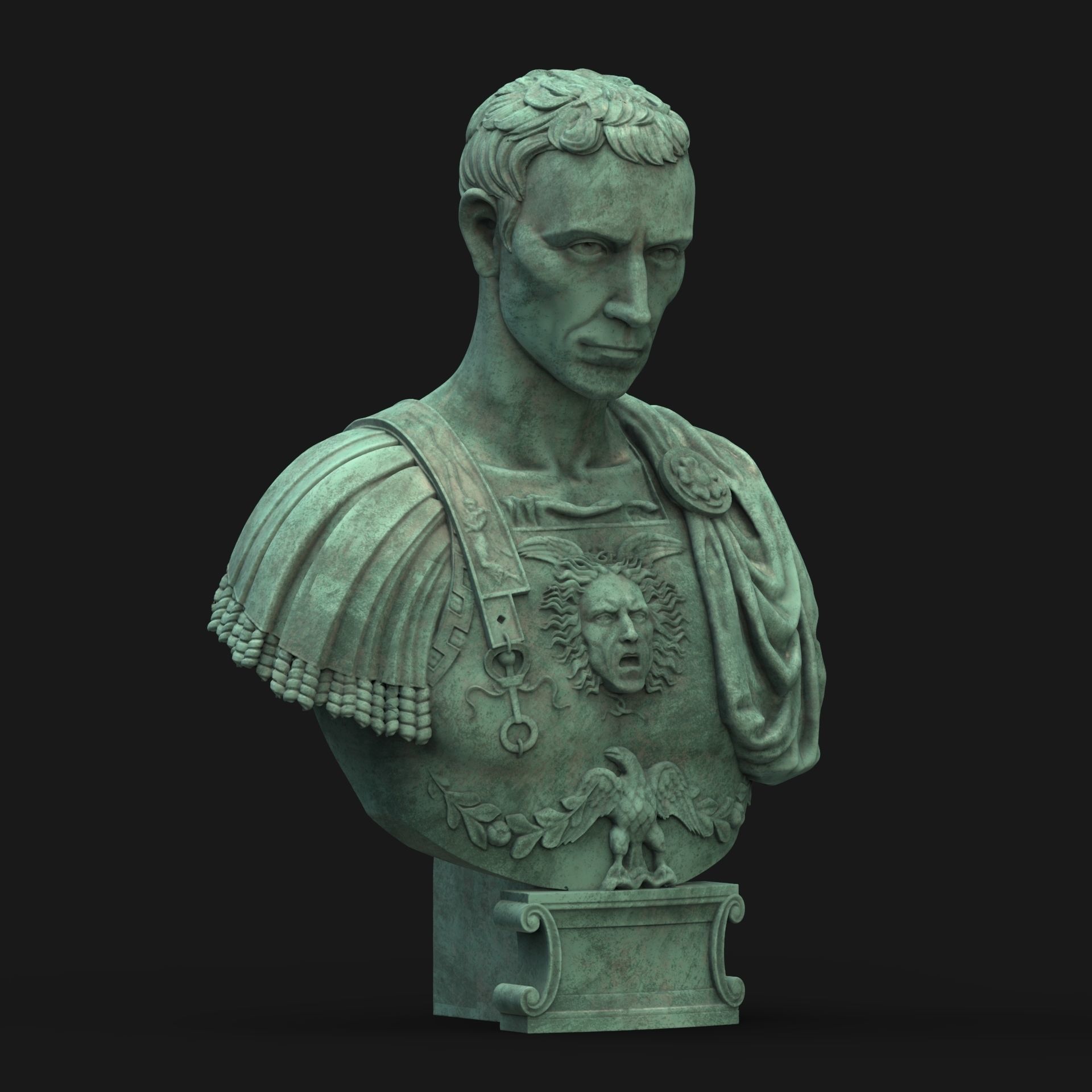 Caesar Bust Low-poly 3D model_15