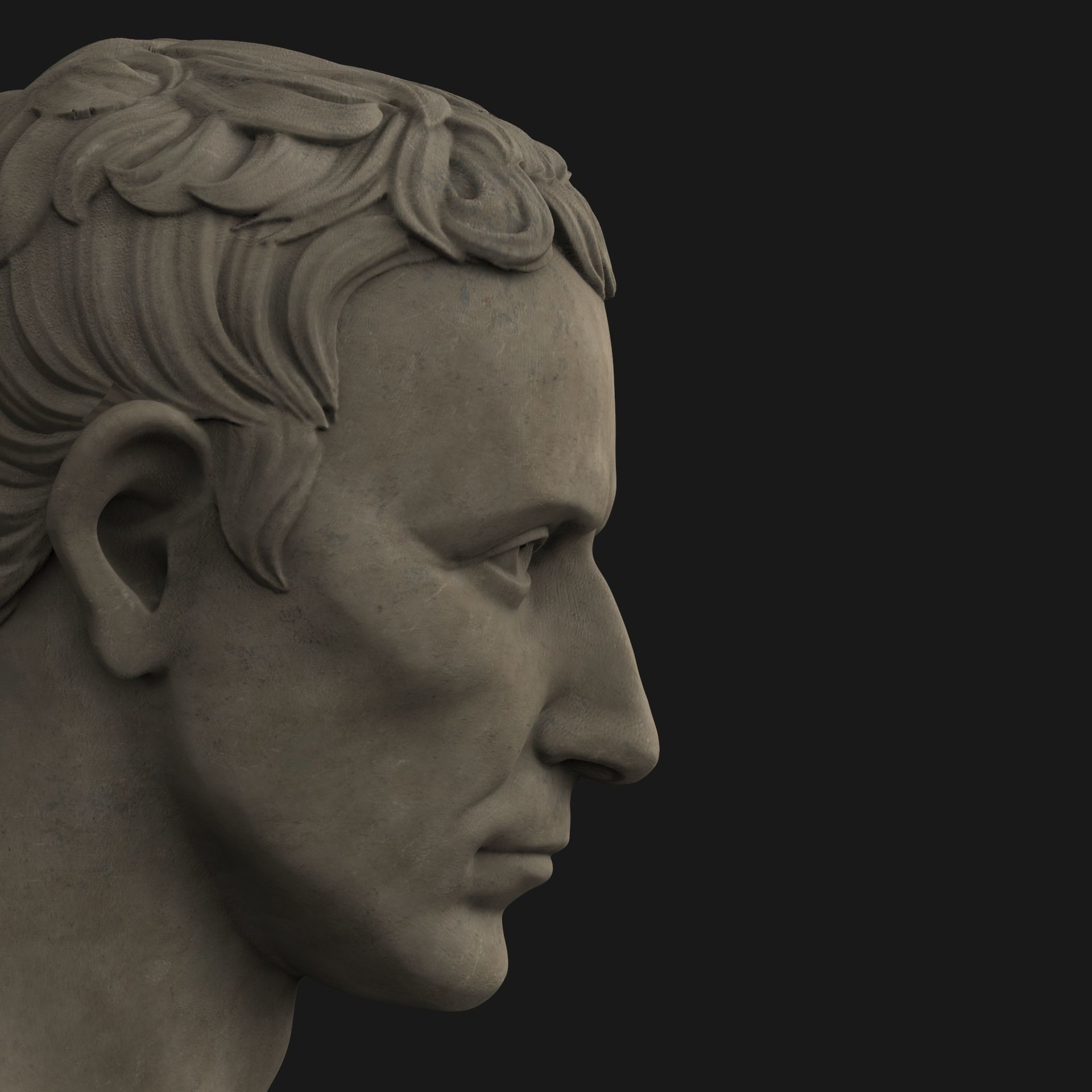 Caesar Bust Low-poly 3D model_19