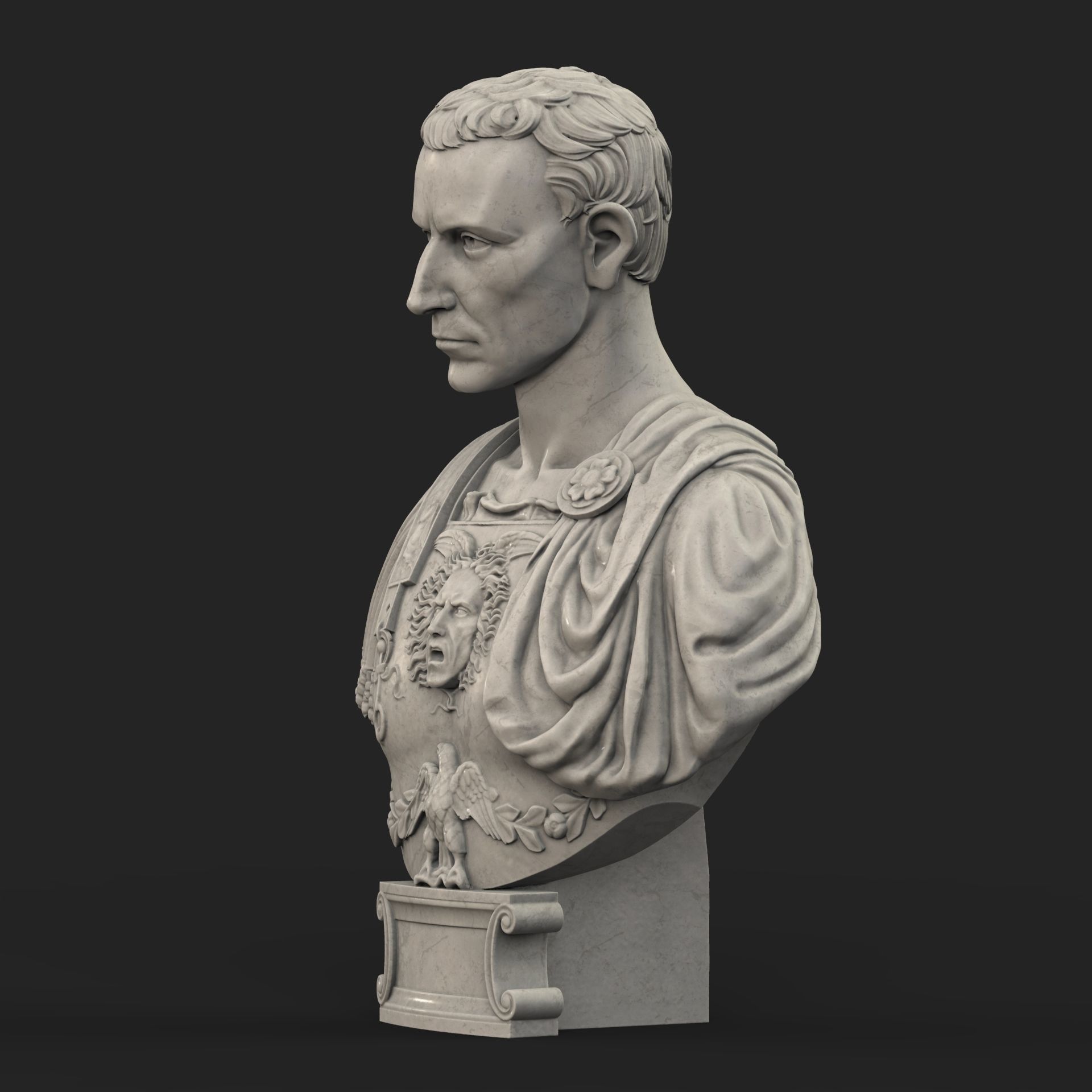 Caesar Bust Low-poly 3D model_9