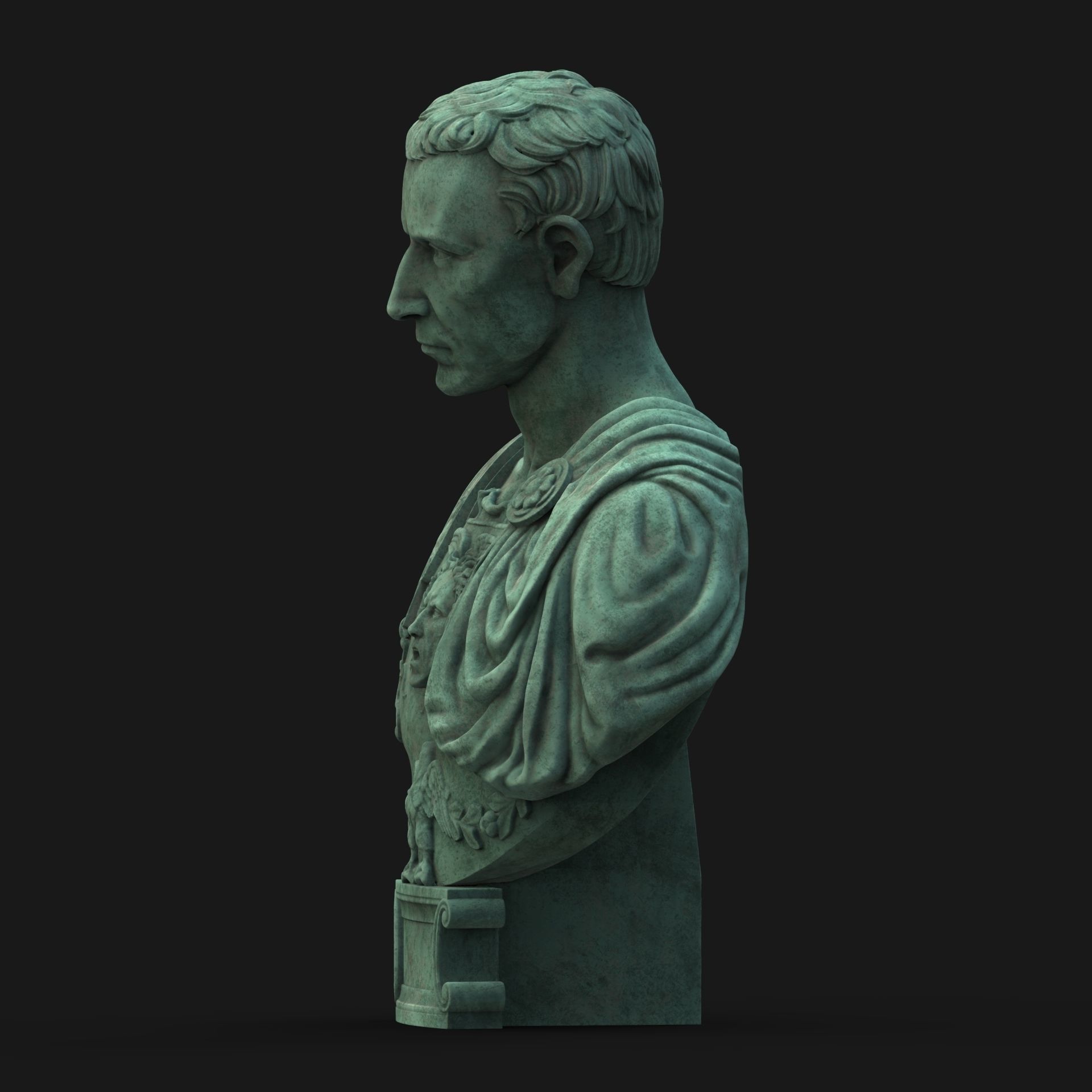 Caesar Bust Low-poly 3D model_14