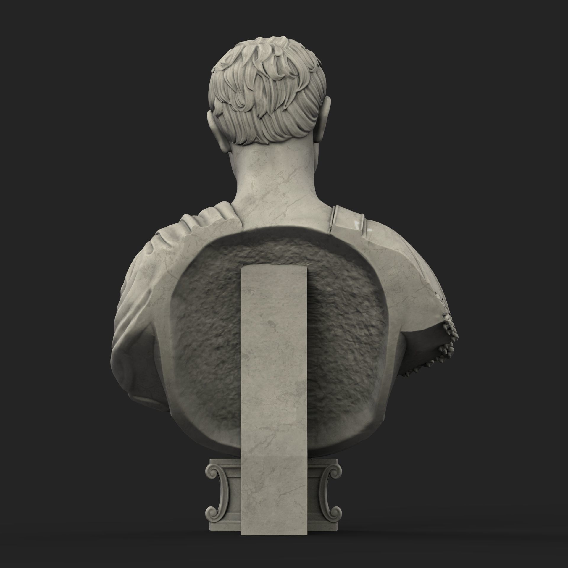 Caesar Bust Low-poly 3D model_10