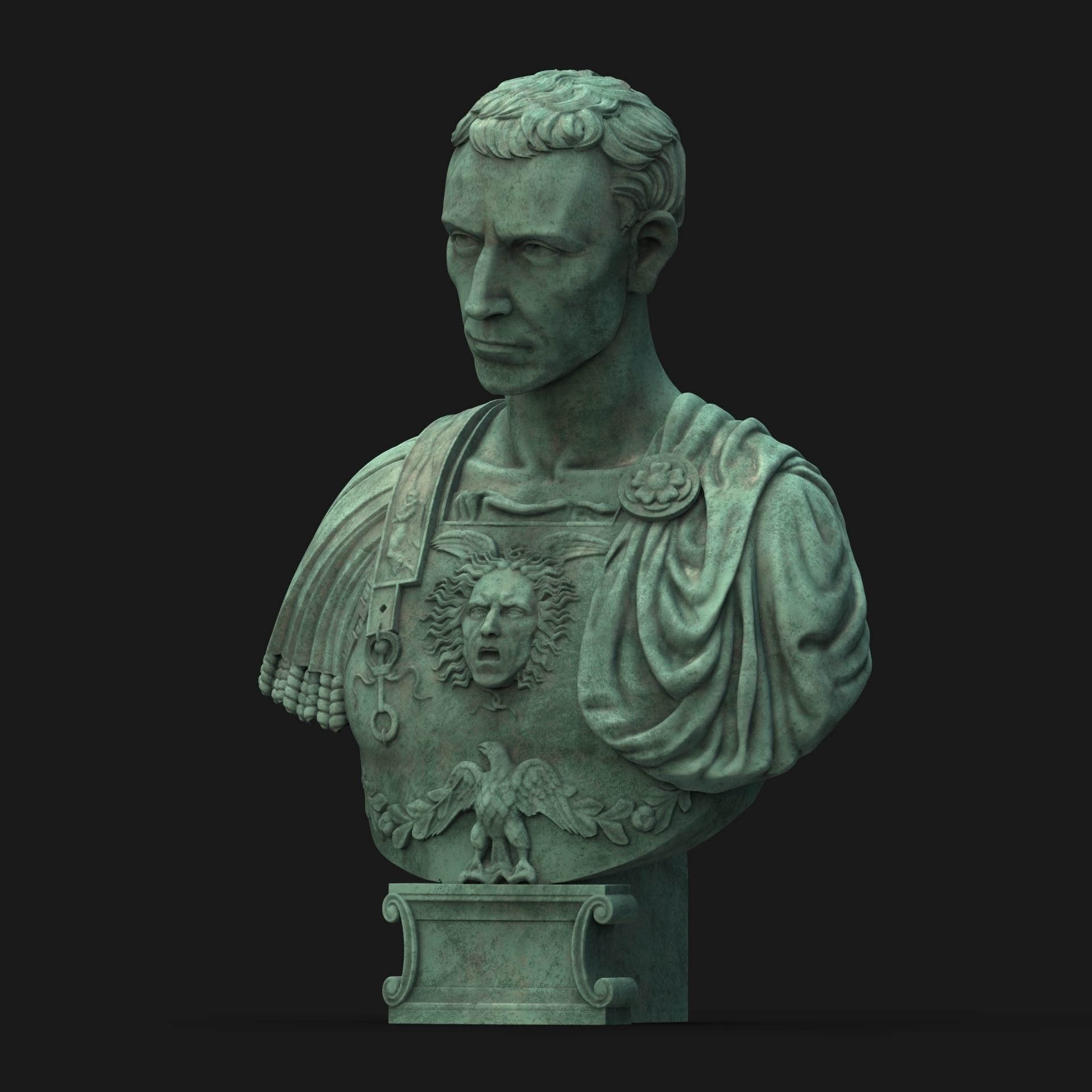 Caesar Bust Low-poly 3D model_13