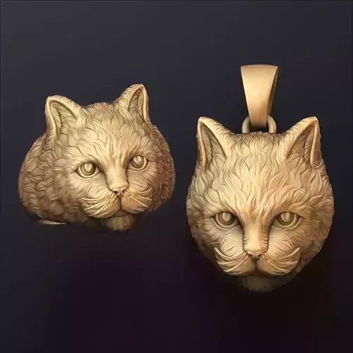 Cat Pendant Ring Collection