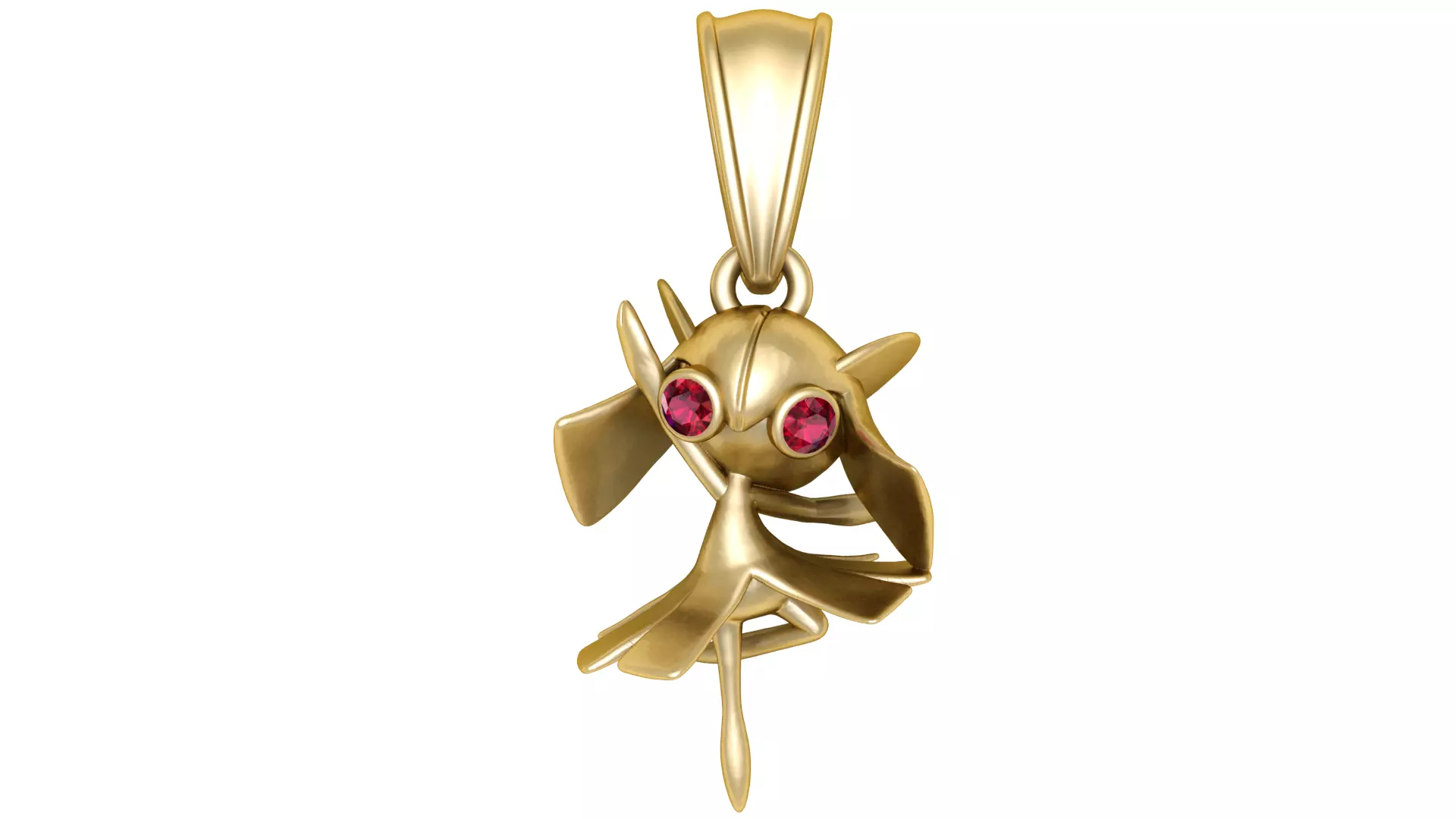 Golden Fairy Dancer Pendant with Ruby Eyes 3D print model