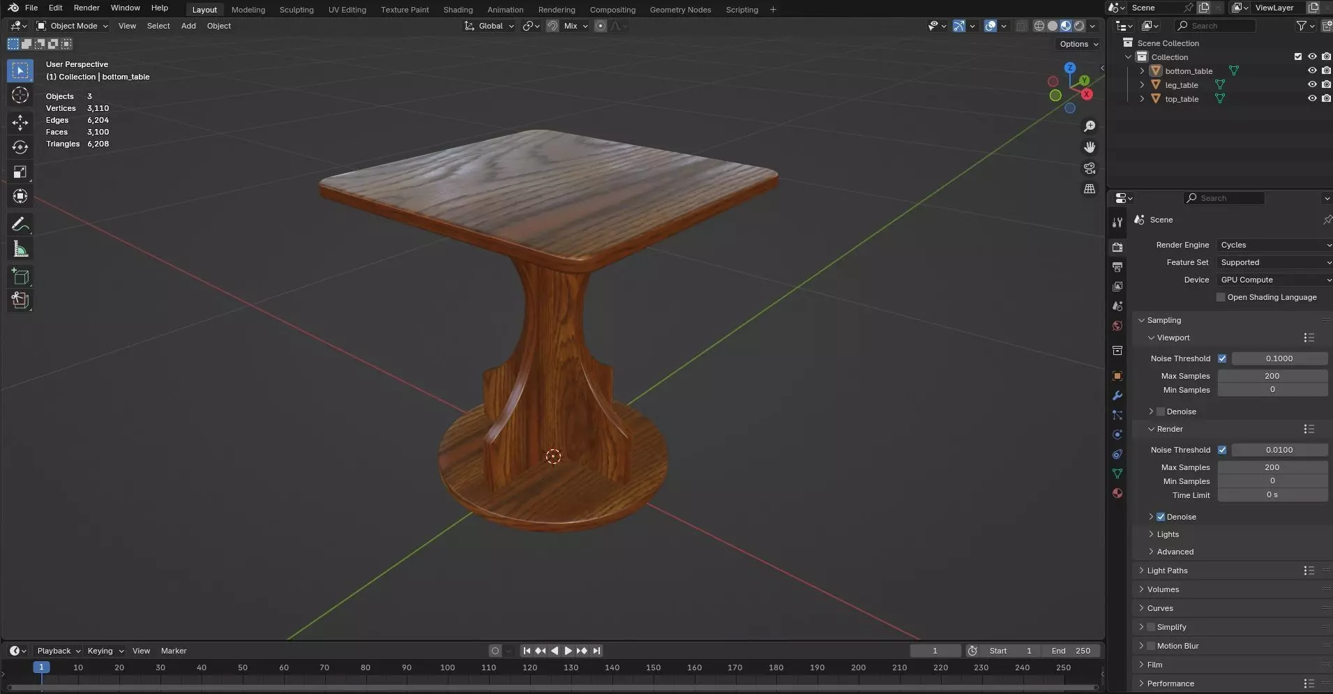 Square Table CG25 3D model_8