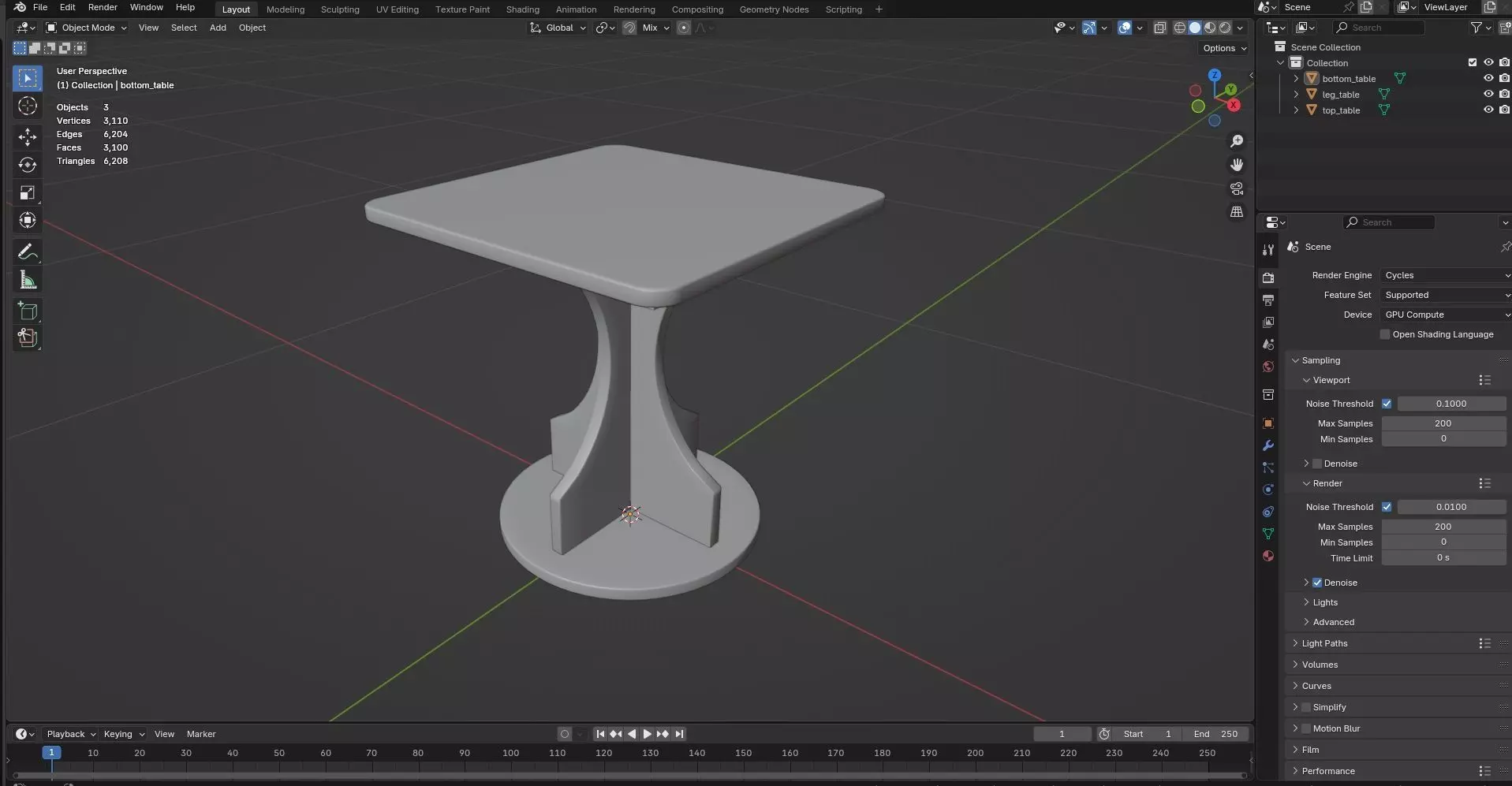Square Table CG25 3D model_7