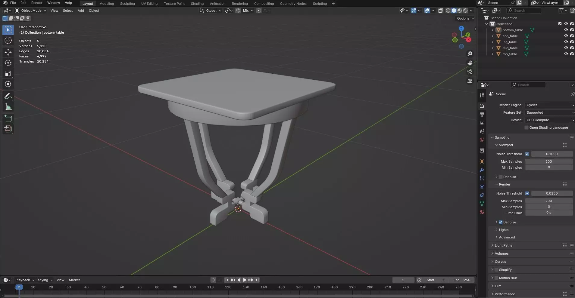 Square Table CG27 3D model_7