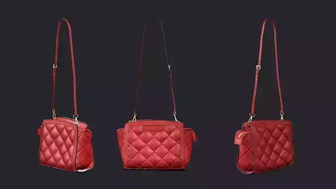 Ladies fabric Tote Bag X2 Red Color Love Poly 3D Model