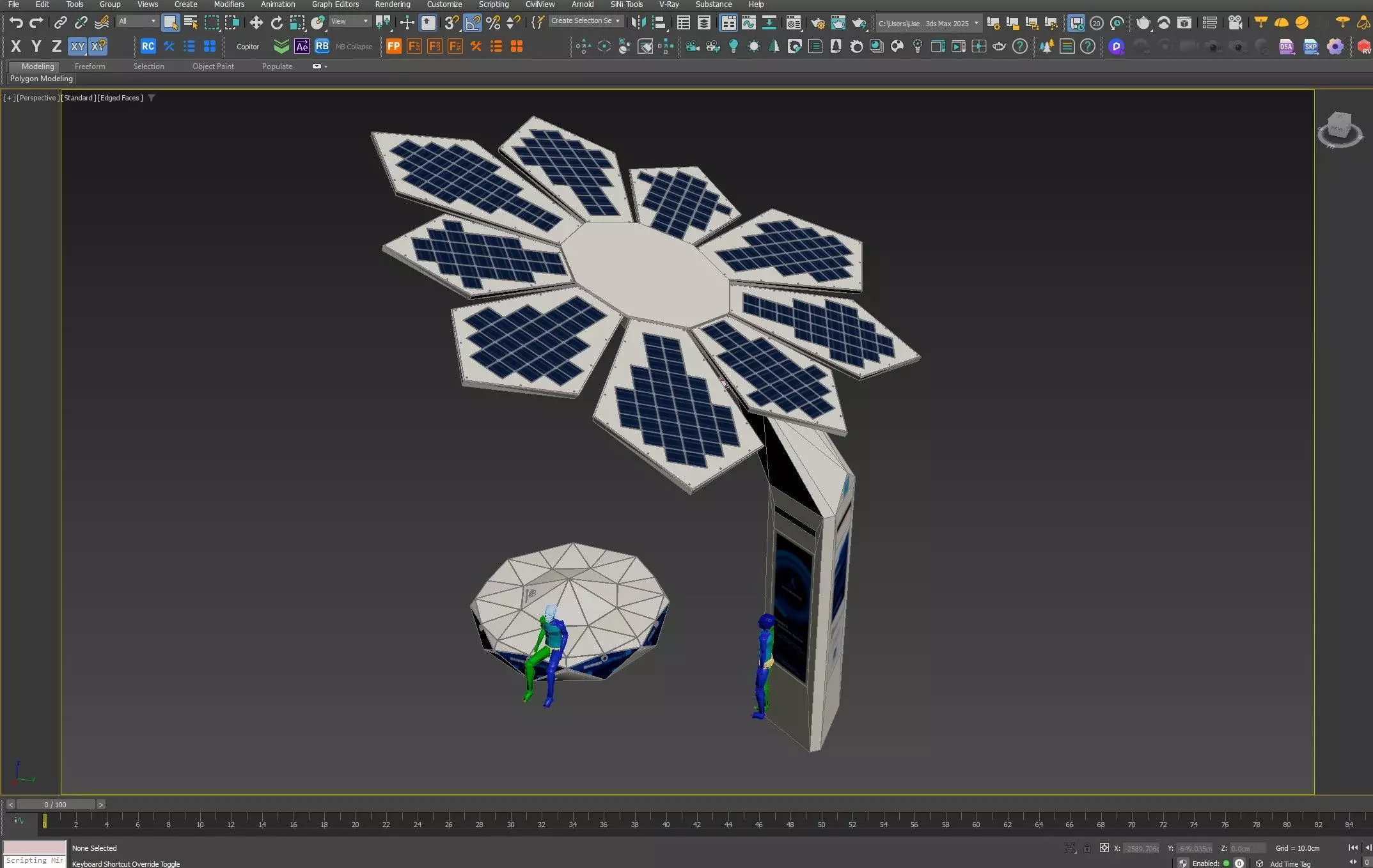 Solar Smart Palm Tree Futuristic Urban Furniture 3D Model 3D model_7