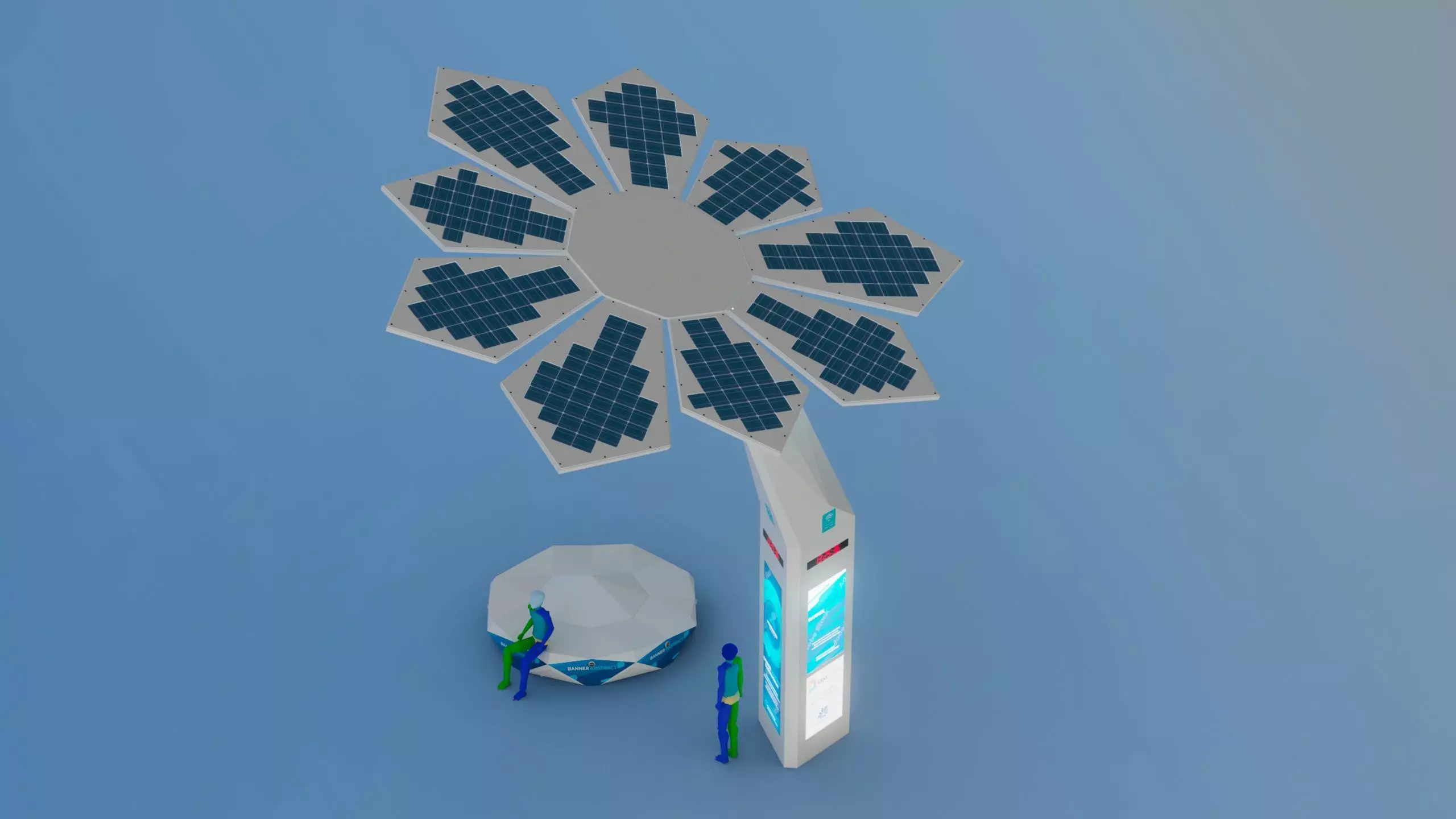 Solar Smart Palm Tree Futuristic Urban Furniture 3D Model 3D model_3