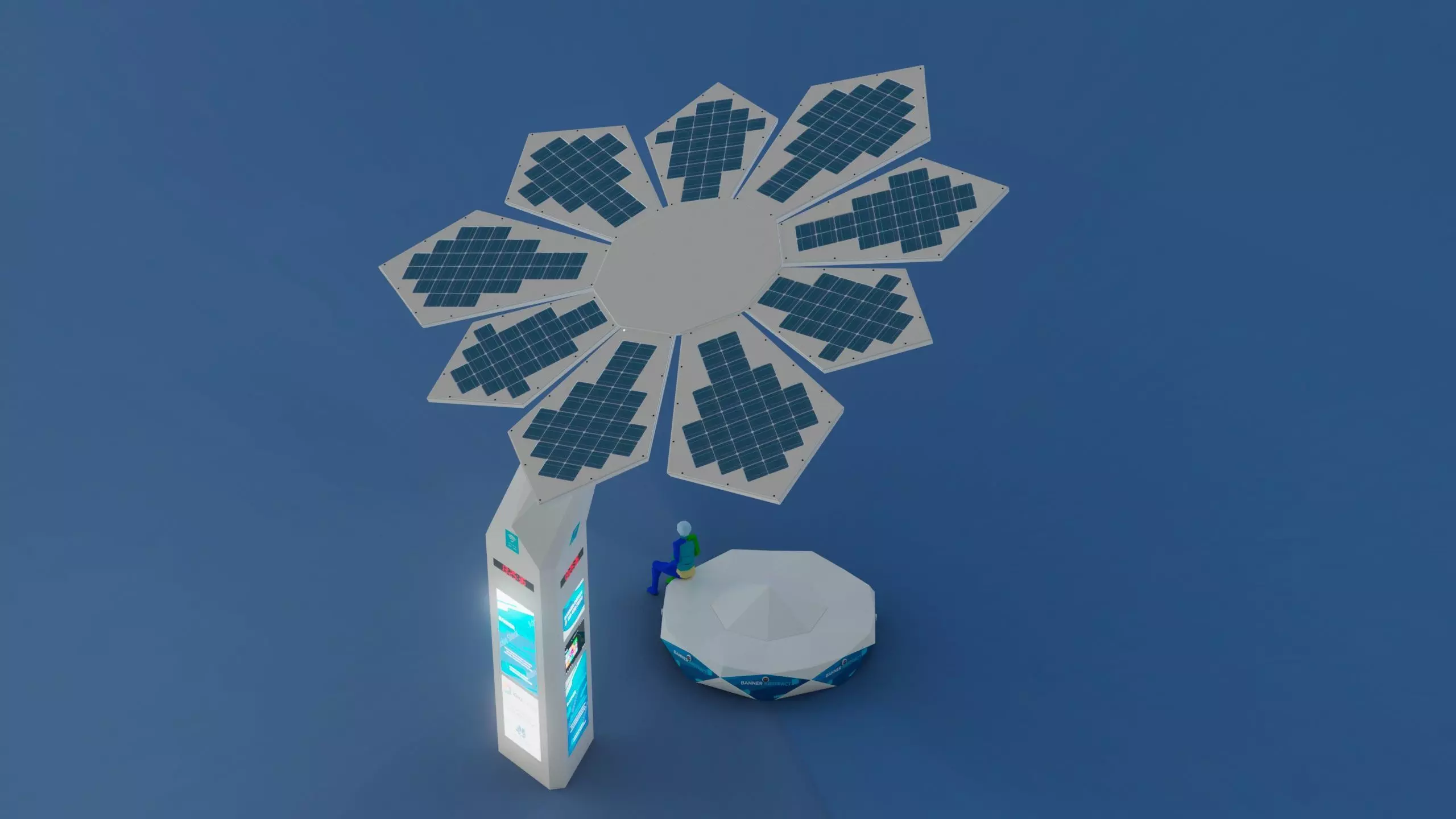 Solar Smart Palm Tree Futuristic Urban Furniture 3D Model 3D model_4