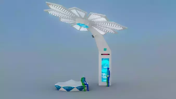 Solar Smart Palm Tree Futuristic Urban Furniture 3D Model 3D model