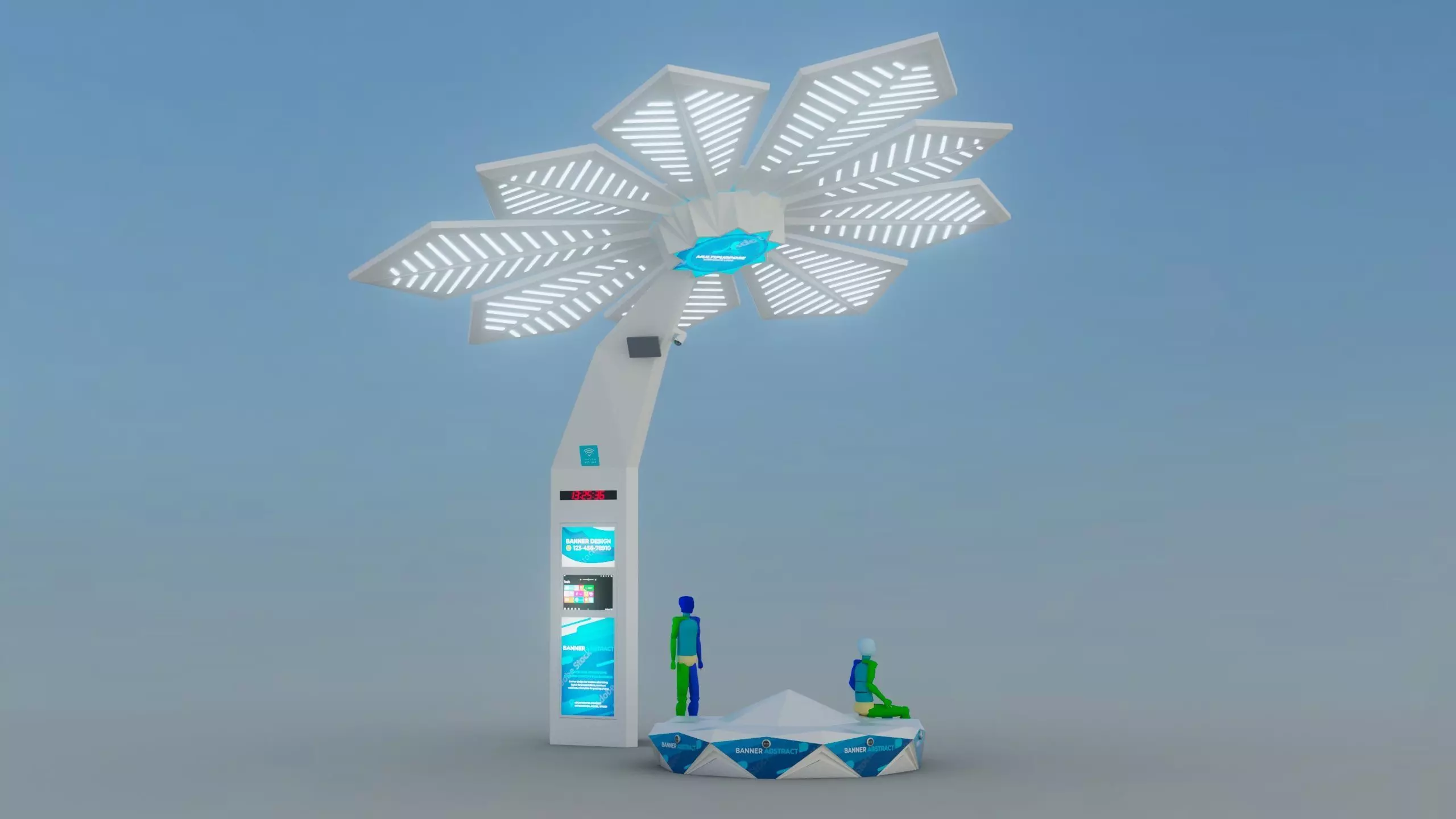 Solar Smart Palm Tree Futuristic Urban Furniture 3D Model 3D model_1