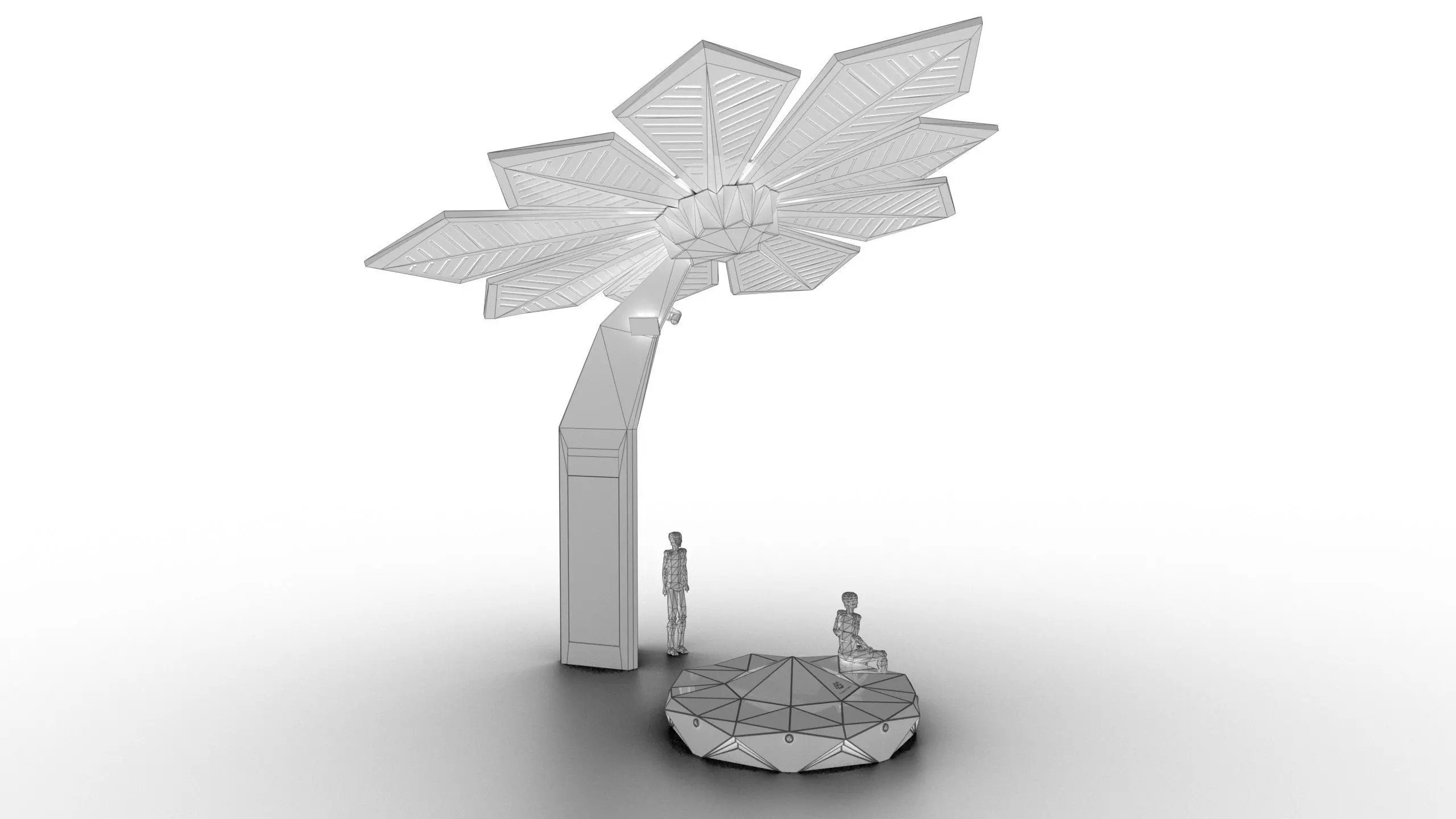 Solar Smart Palm Tree Futuristic Urban Furniture 3D Model 3D model_5