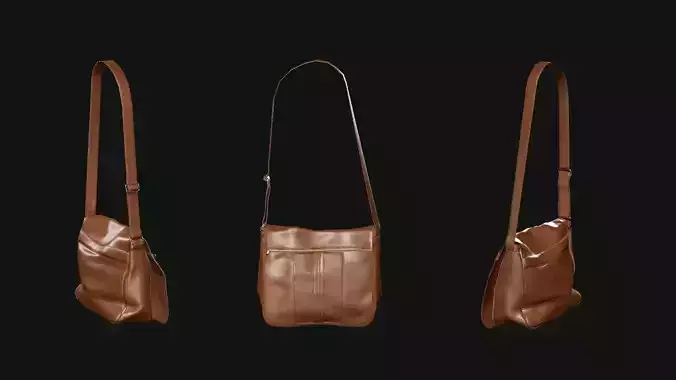 Ladies fabric Tote Bag Brown Color Love Poly 3D Model