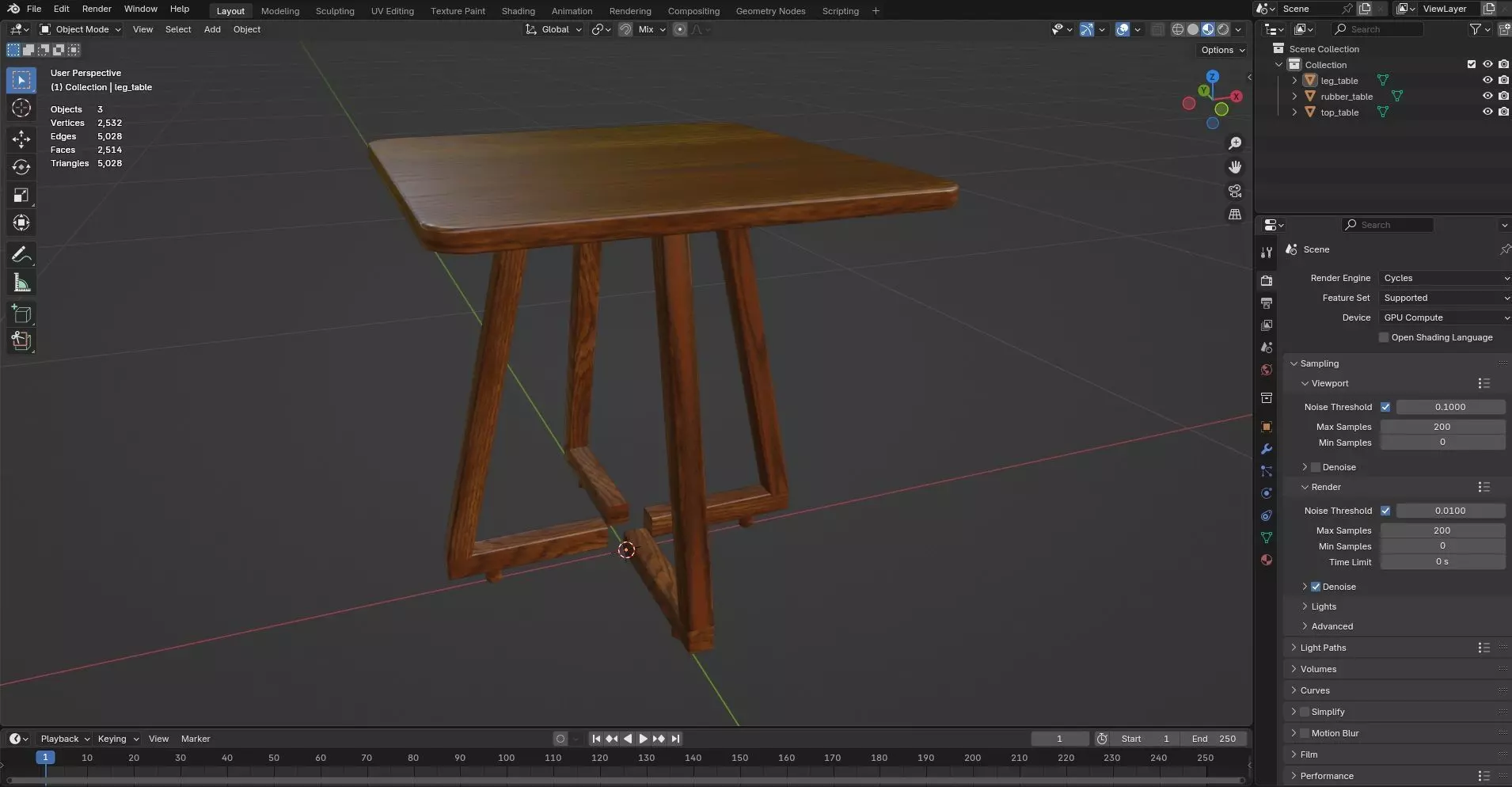 Square Table CG29 3D model_8