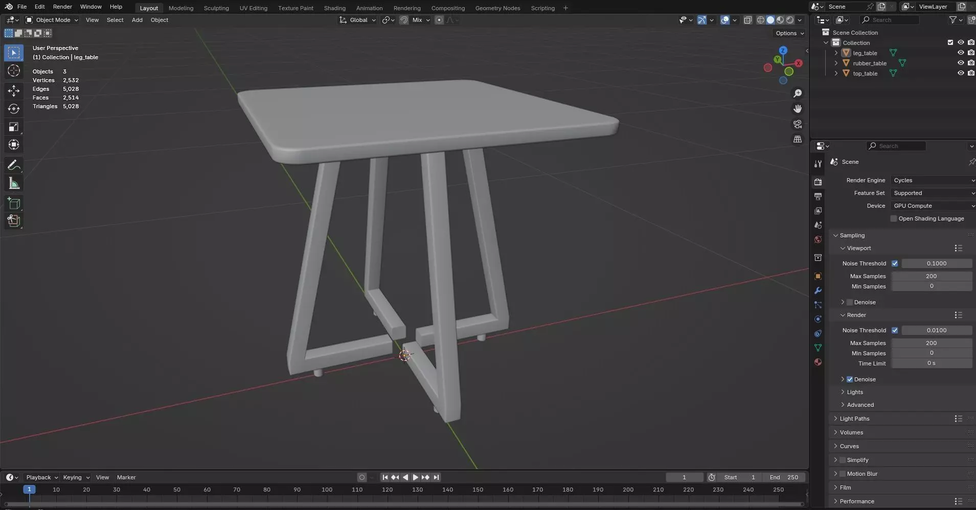 Square Table CG29 3D model_7