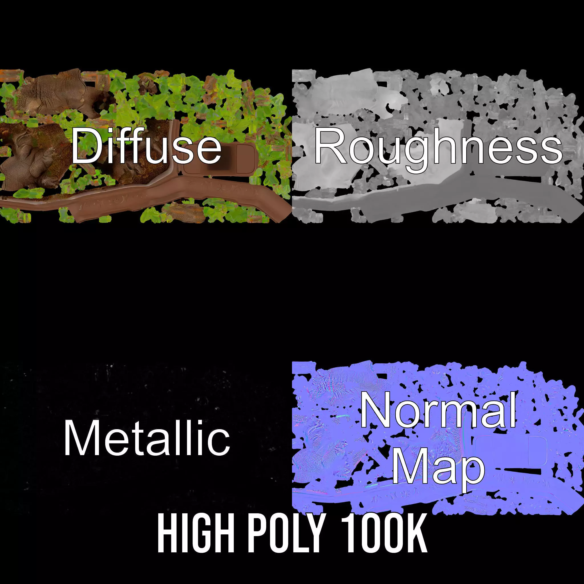 Curved Bonsai Tree model pack Low-poly 3D model_4