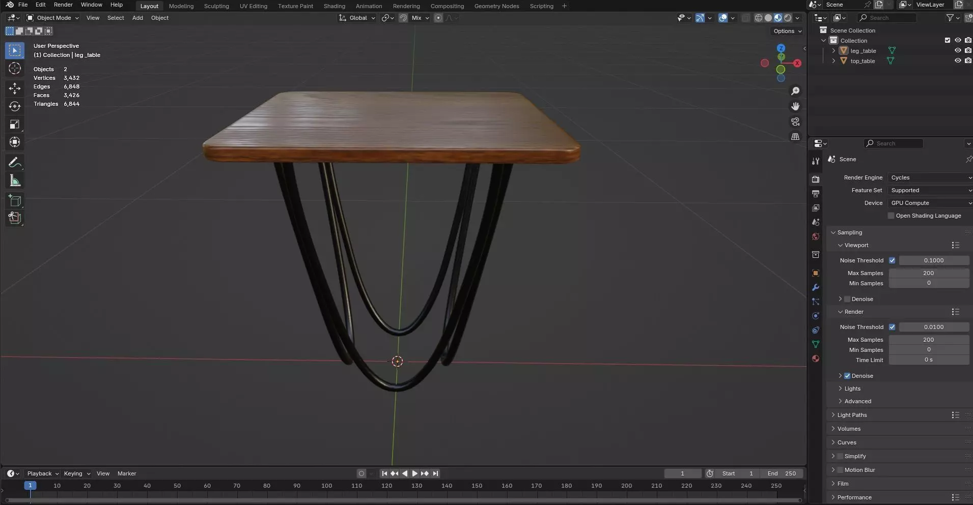 Square Table CG32 3D model_8