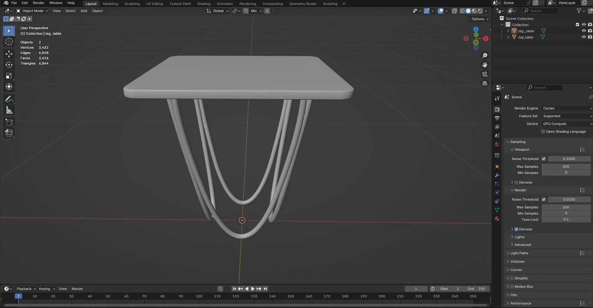 Square Table CG32 3D model_7