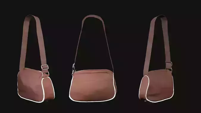 Ladies fabric Tote Bag Brown X1 Color Love Poly 3D Model