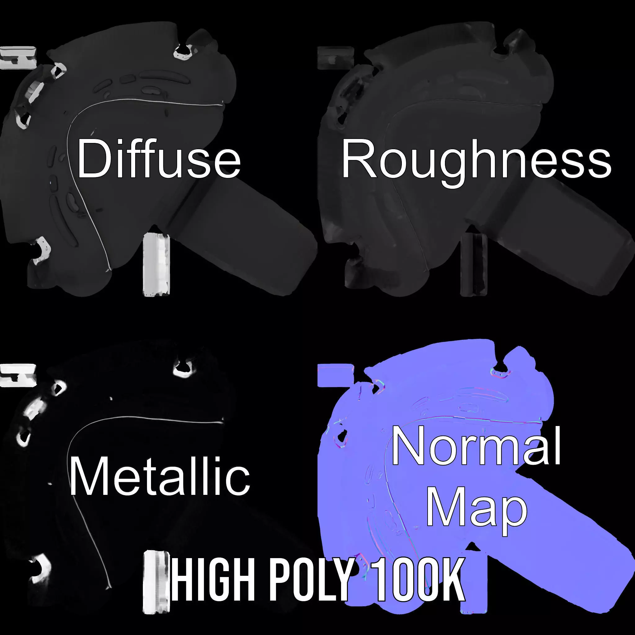 Sleek Black Raft model pack Low-poly 3D model_4