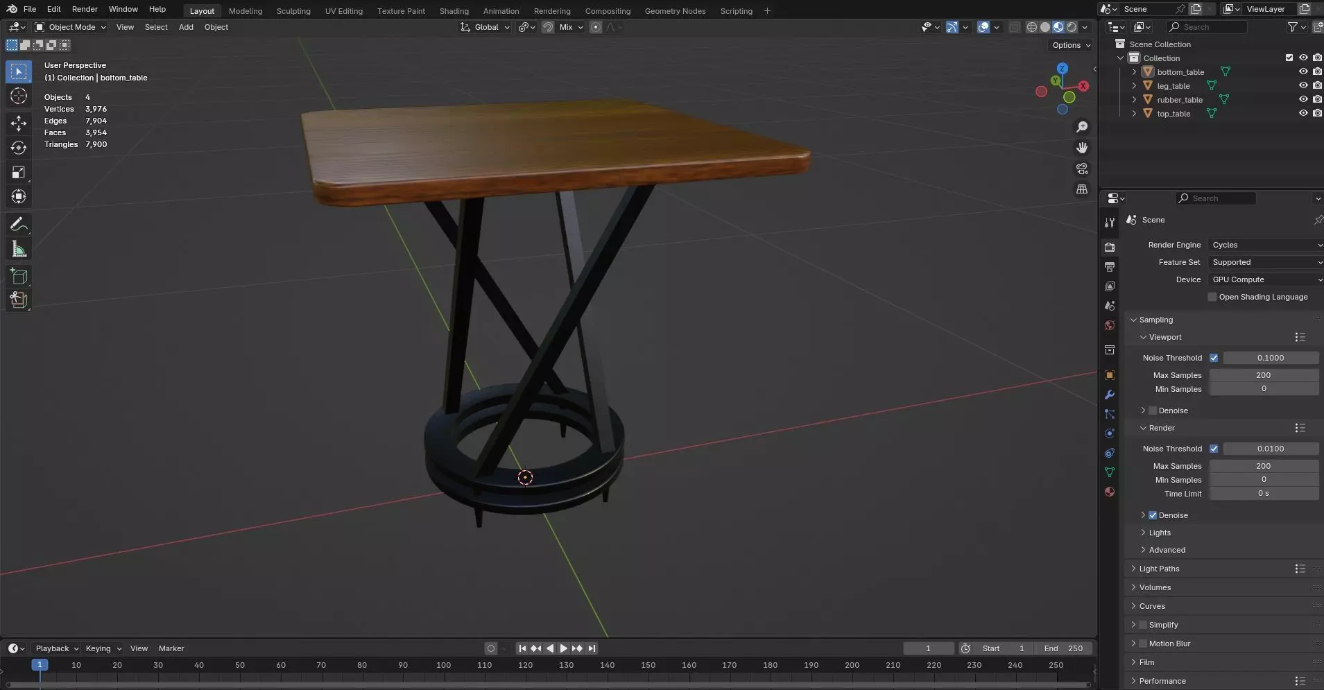 Square Table CG33 3D model_8