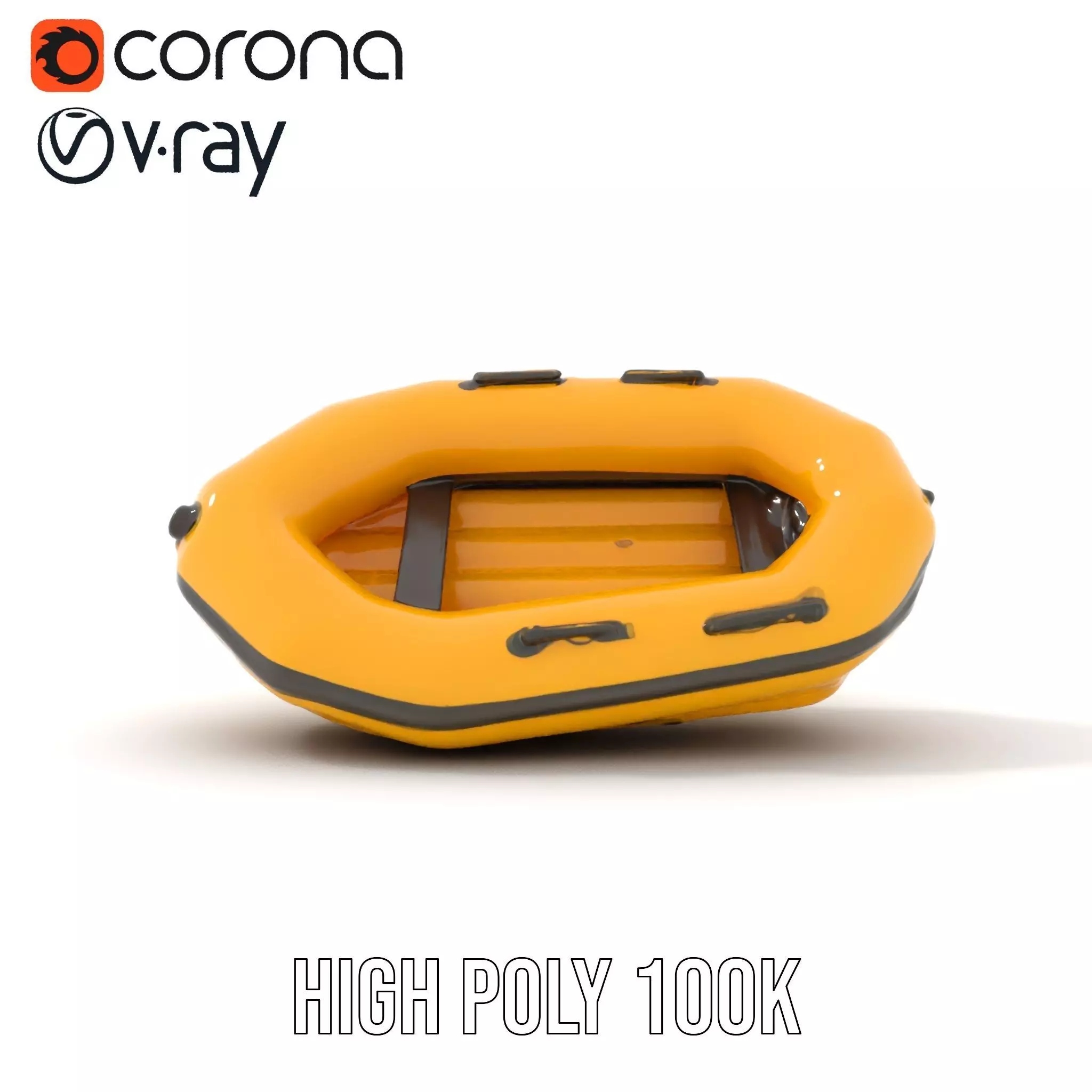 Vibrant Yellow Raft model pack Low-poly 3D model_24