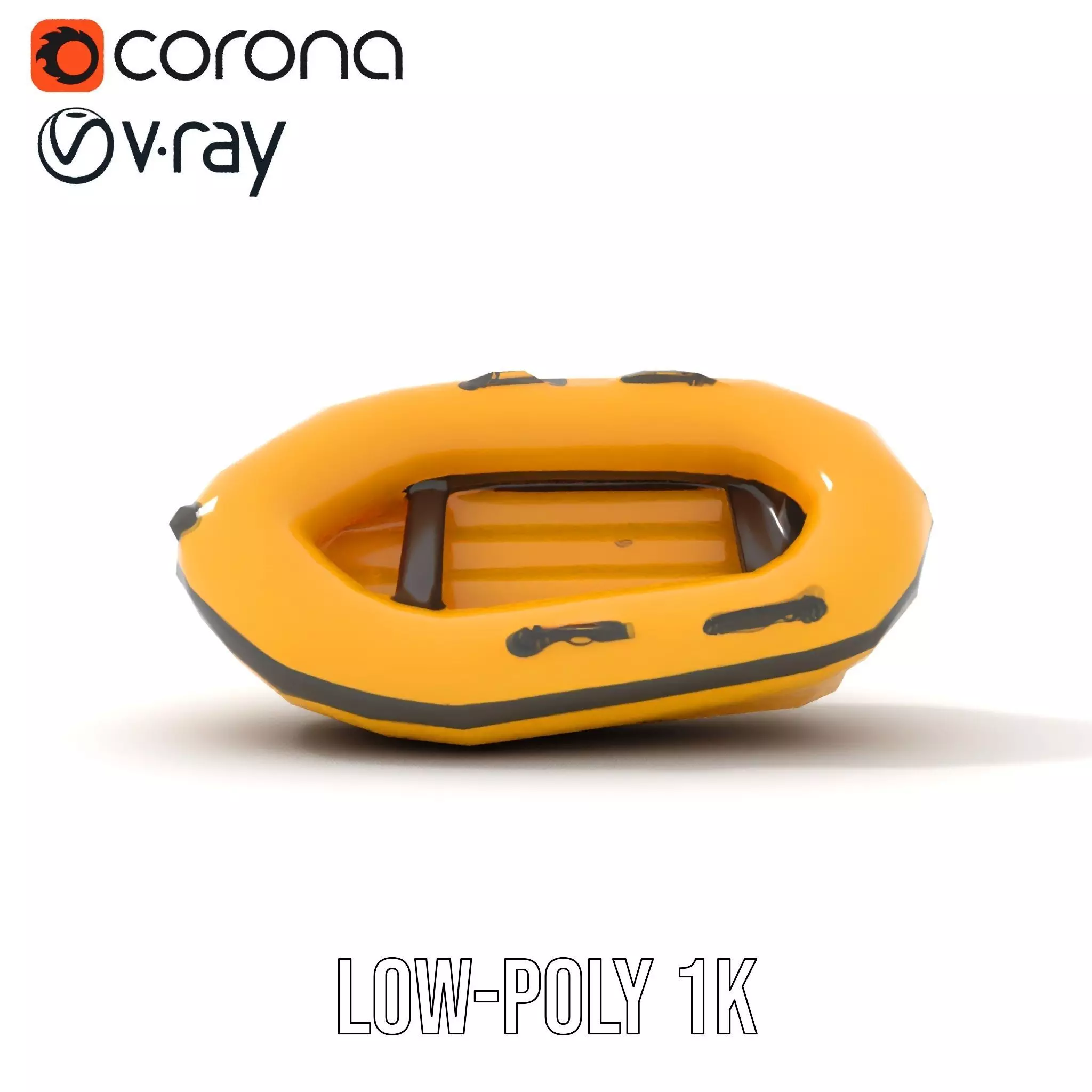 Vibrant Yellow Raft model pack Low-poly 3D model_10
