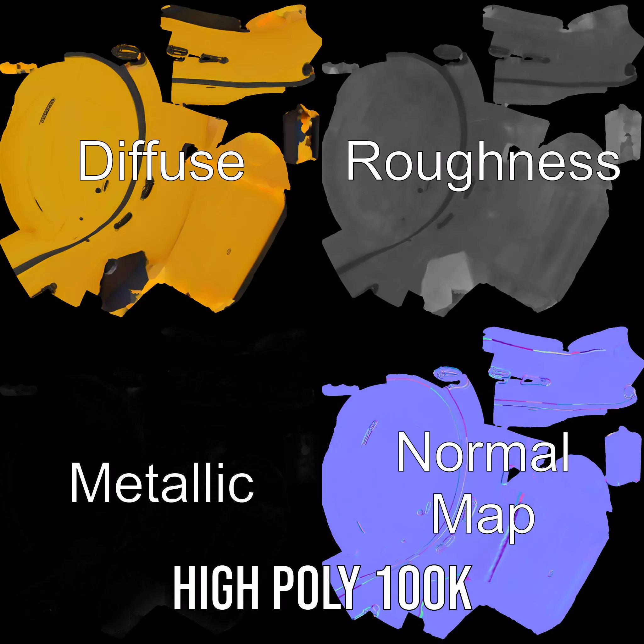 Vibrant Yellow Raft model pack Low-poly 3D model_4