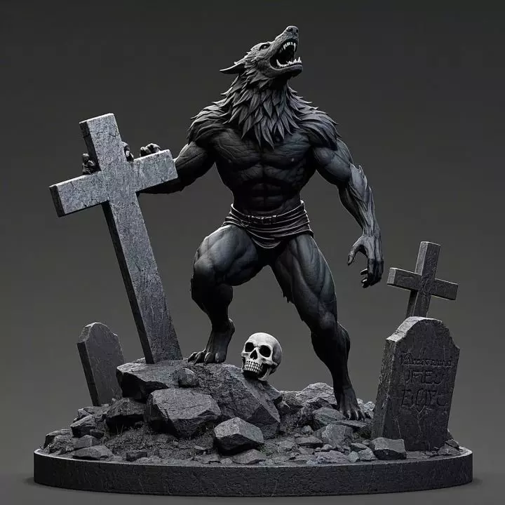 2211 COLORFUL Werewolf Howling 3D Model magic 3D print model_0