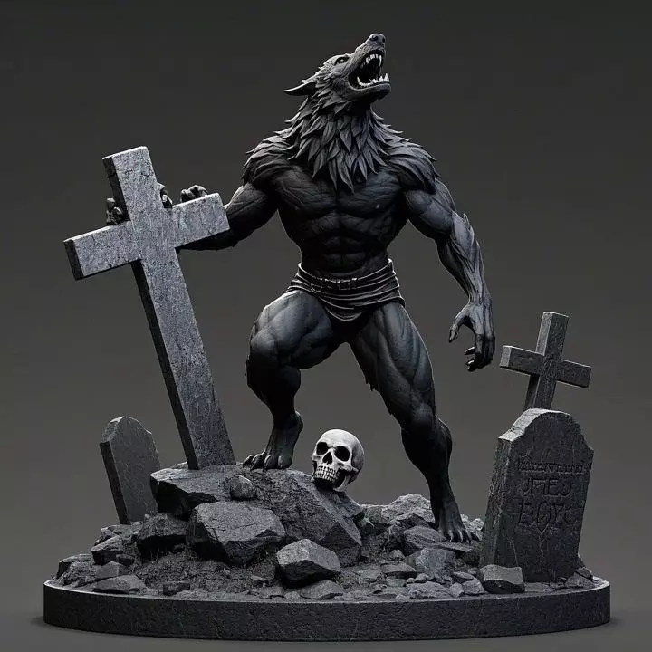 2211 COLORFUL Werewolf Howling 3D Model magic 3D print model_2