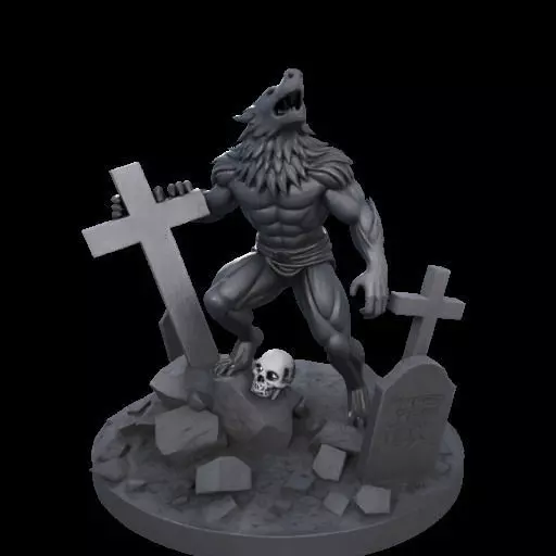 2211 COLORFUL Werewolf Howling 3D Model magic 3D print model_6
