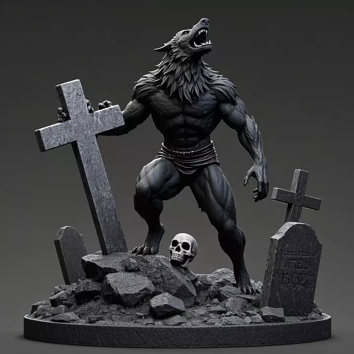 2211 COLORFUL Werewolf Howling 3D Model magic 3D print model_1