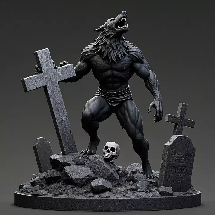 2211 COLORFUL Werewolf Howling 3D Model magic 3D print model_4